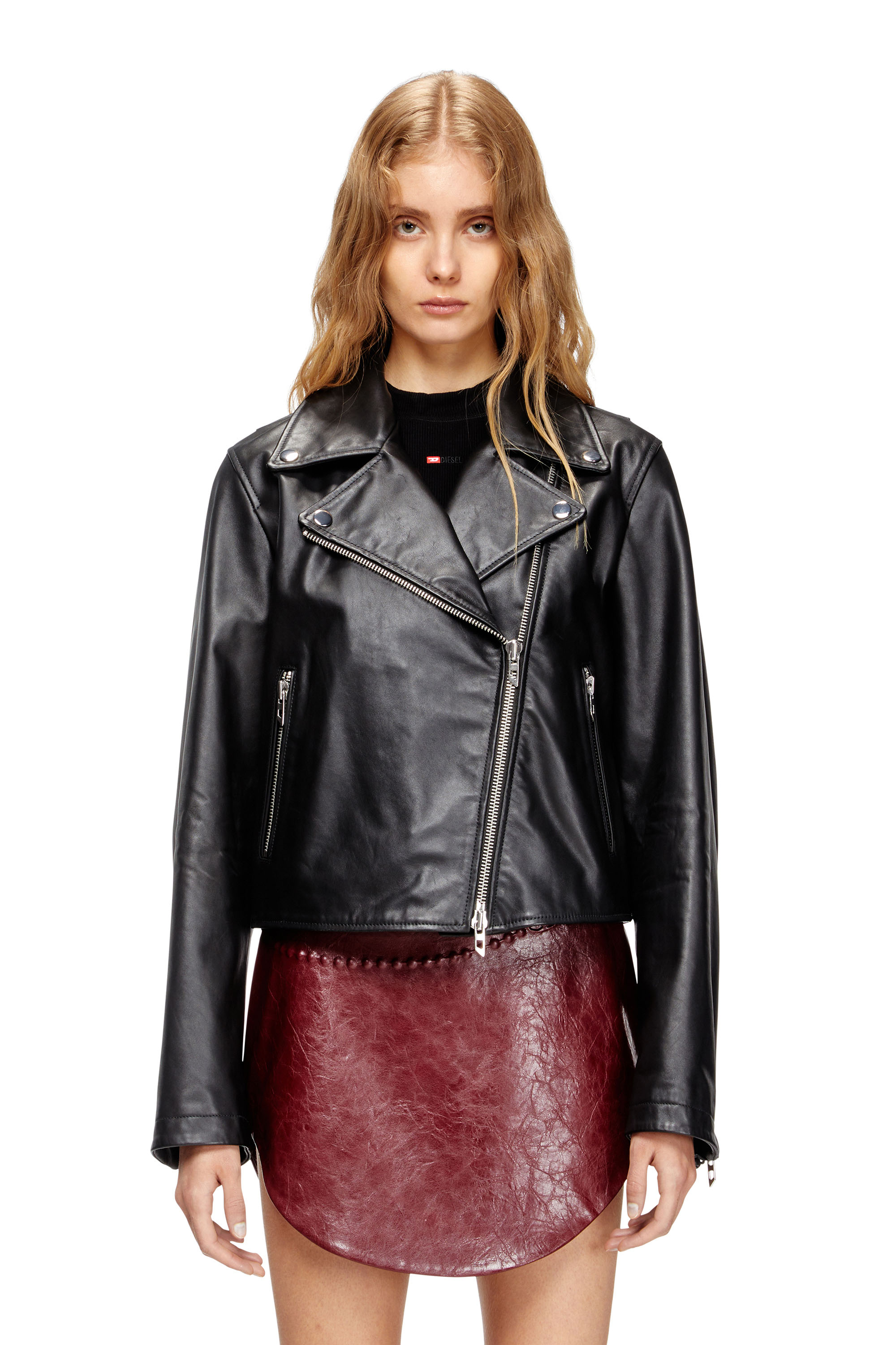 Diesel - L-UNATIC, Damen Bikerjacke aus gewachstem Leder in null - 1