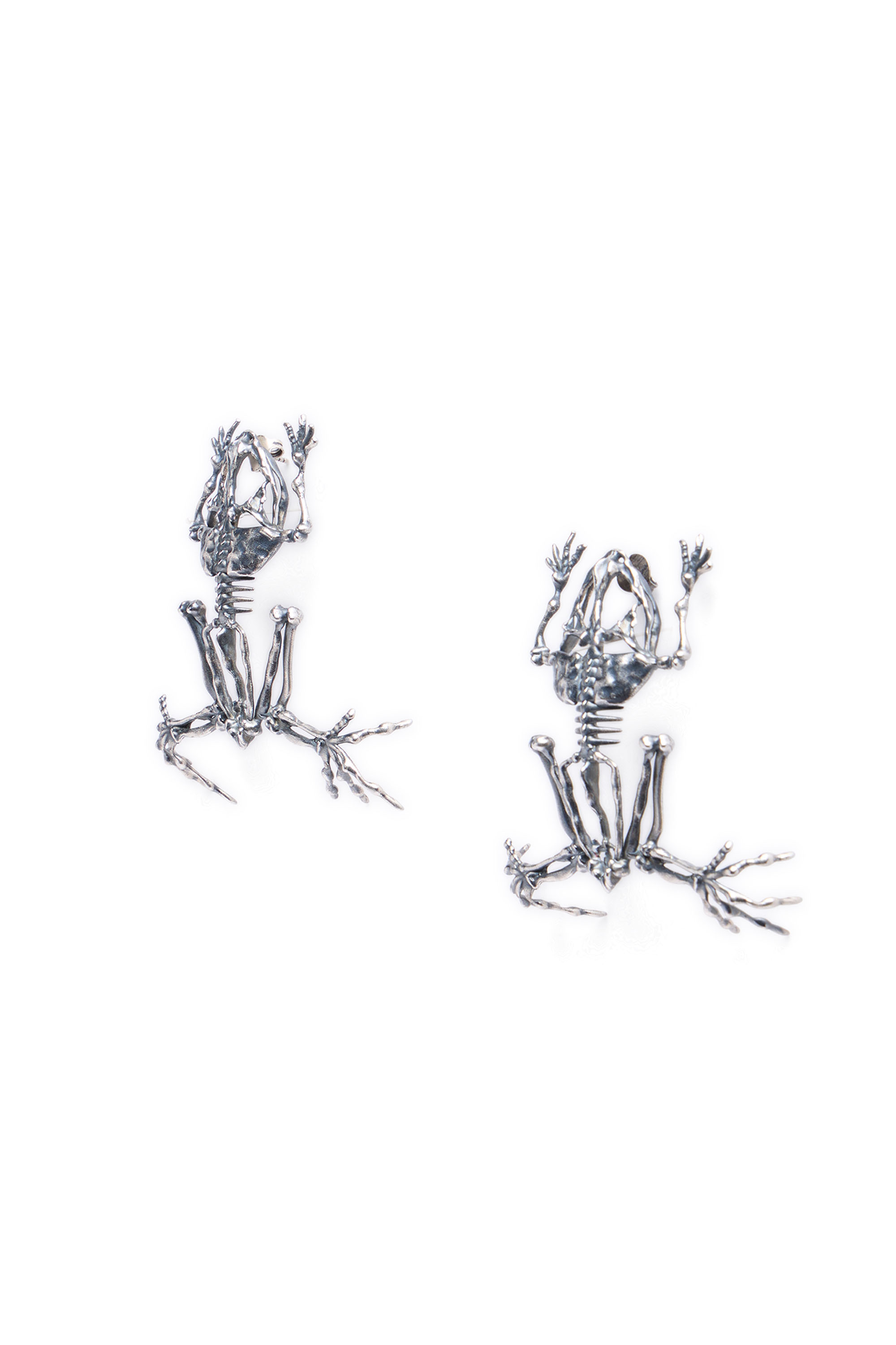 Diesel - EARRINGS FROG, Damen Metallohrringe mit Skeletteffekt in Silber - 1