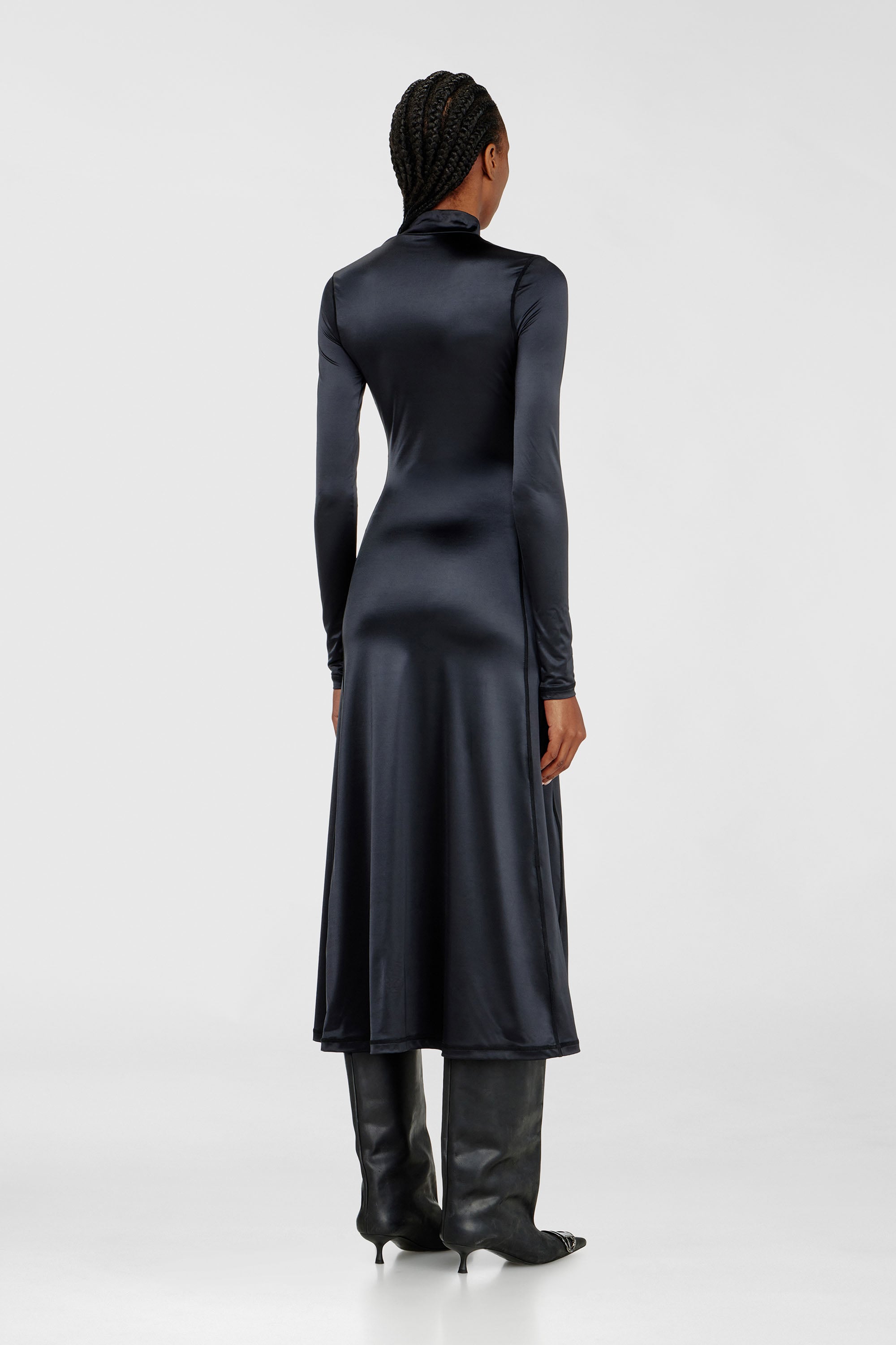 Diesel - D-UNGO, Damen Flie&szlig;endes Midikleid mit Rollkragen in Schwarz - 4