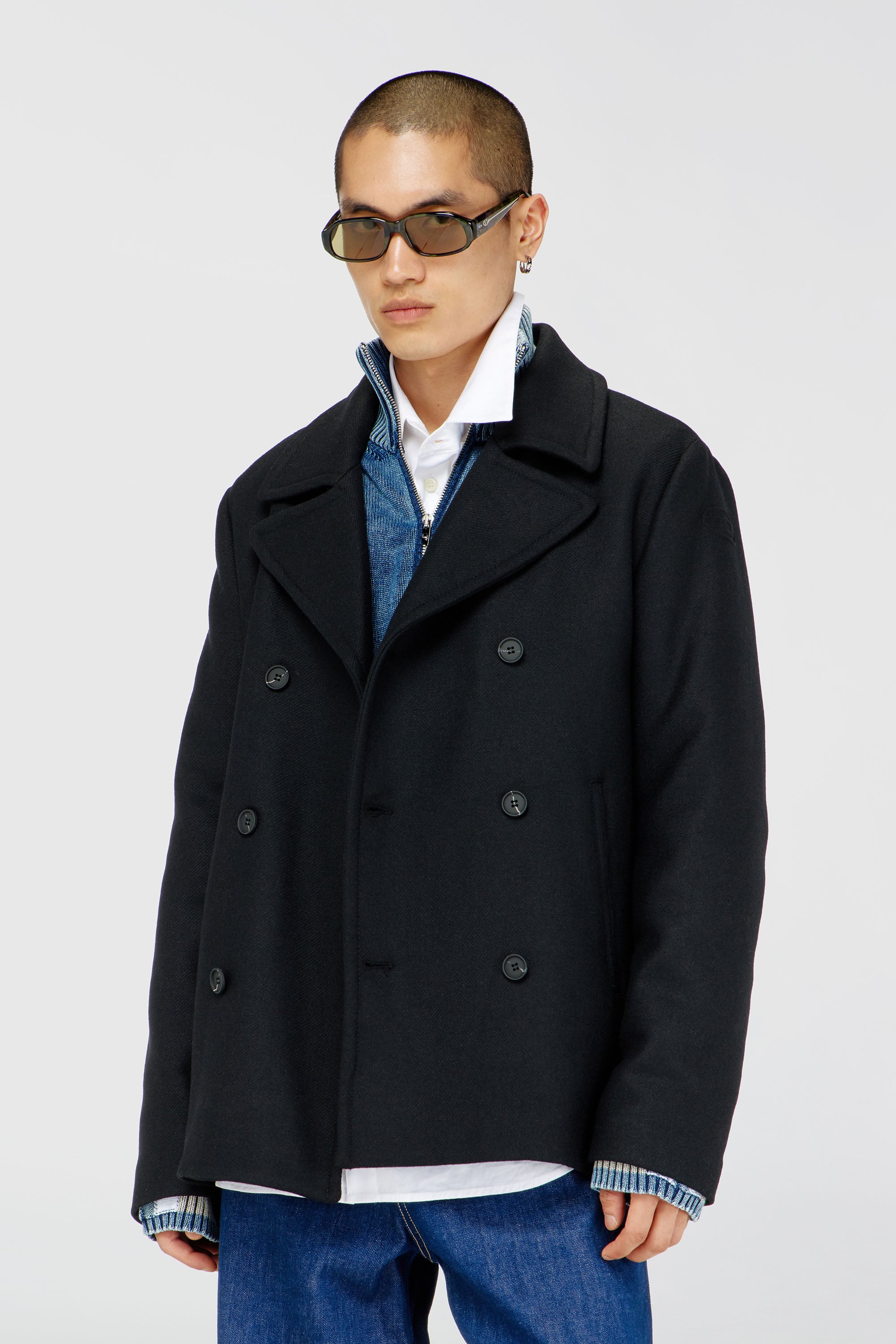 Diesel - W-HALEY-WRD, Herren Cabanjacke aus gefilztem Wollgemisch in Schwarz - 1