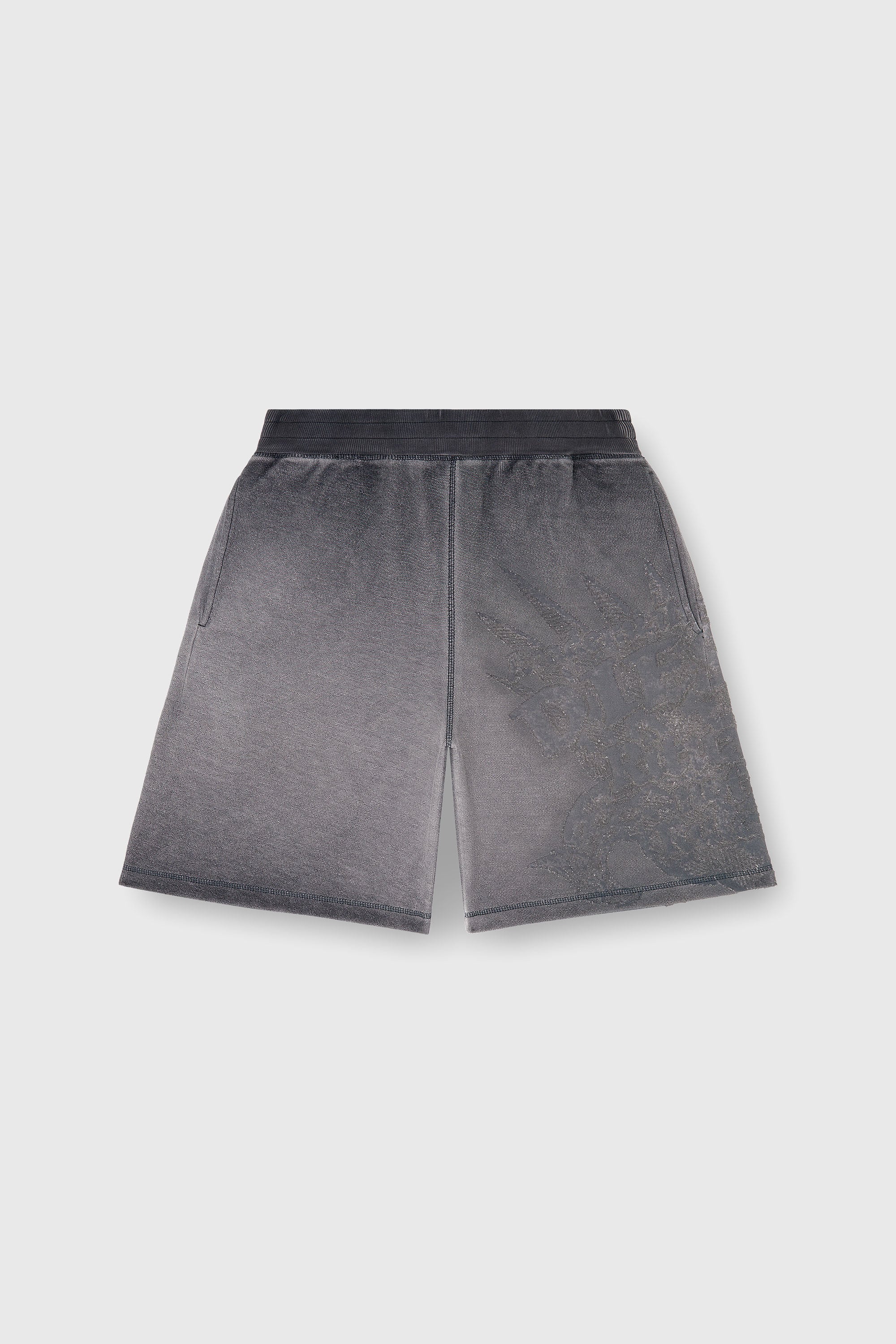 Diesel - P-RAWCROW, Herren Sweatshorts mit D&eacute;vor&eacute;-Motiven in Dunkelgrau - 2