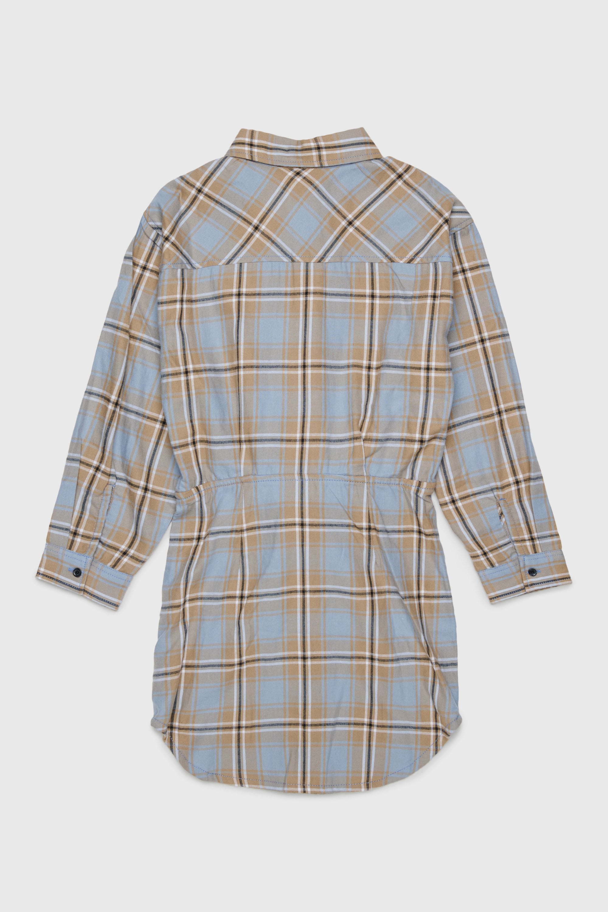 Diesel - DESUSANIS, Woman's Check-cotton shirt dress with tie-knot waist in Blue/Orange - 2