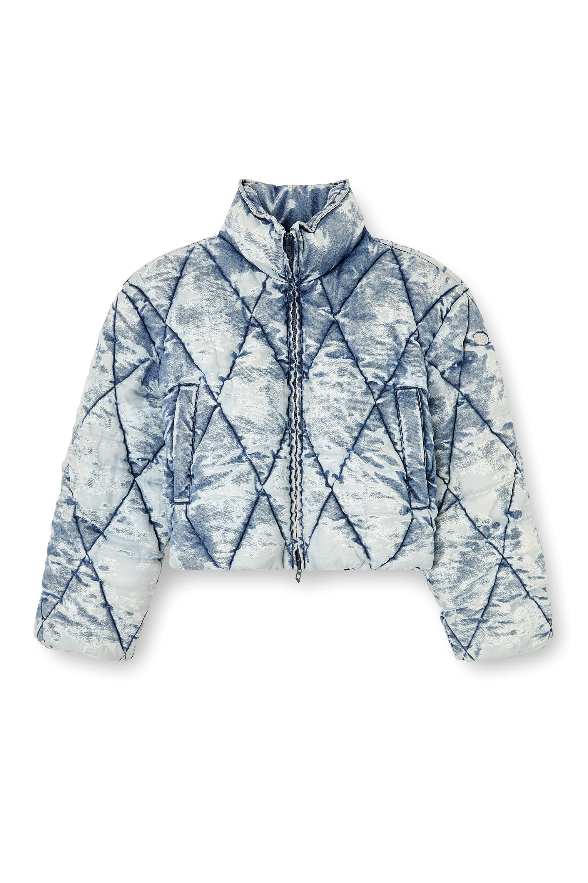 Diesel - W-HISTEL, Damen Daunen-Jacke aus Argyle-gestepptem Dévoré-Shellstoff in Hellblau - 3