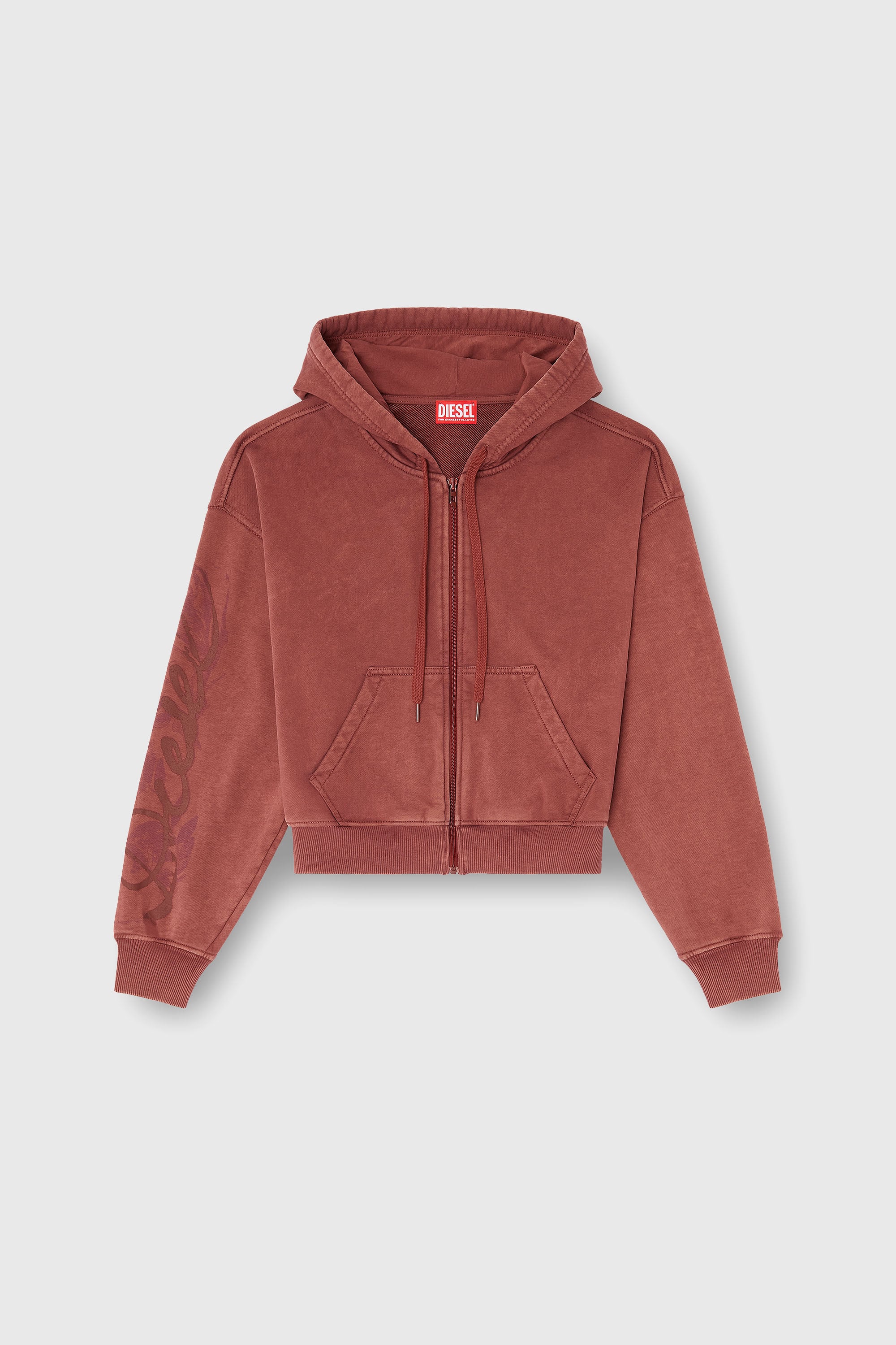Diesel - F-ELYCY, Damen Sweatjacke mit floralem Logo im puff-print in Braun - 2