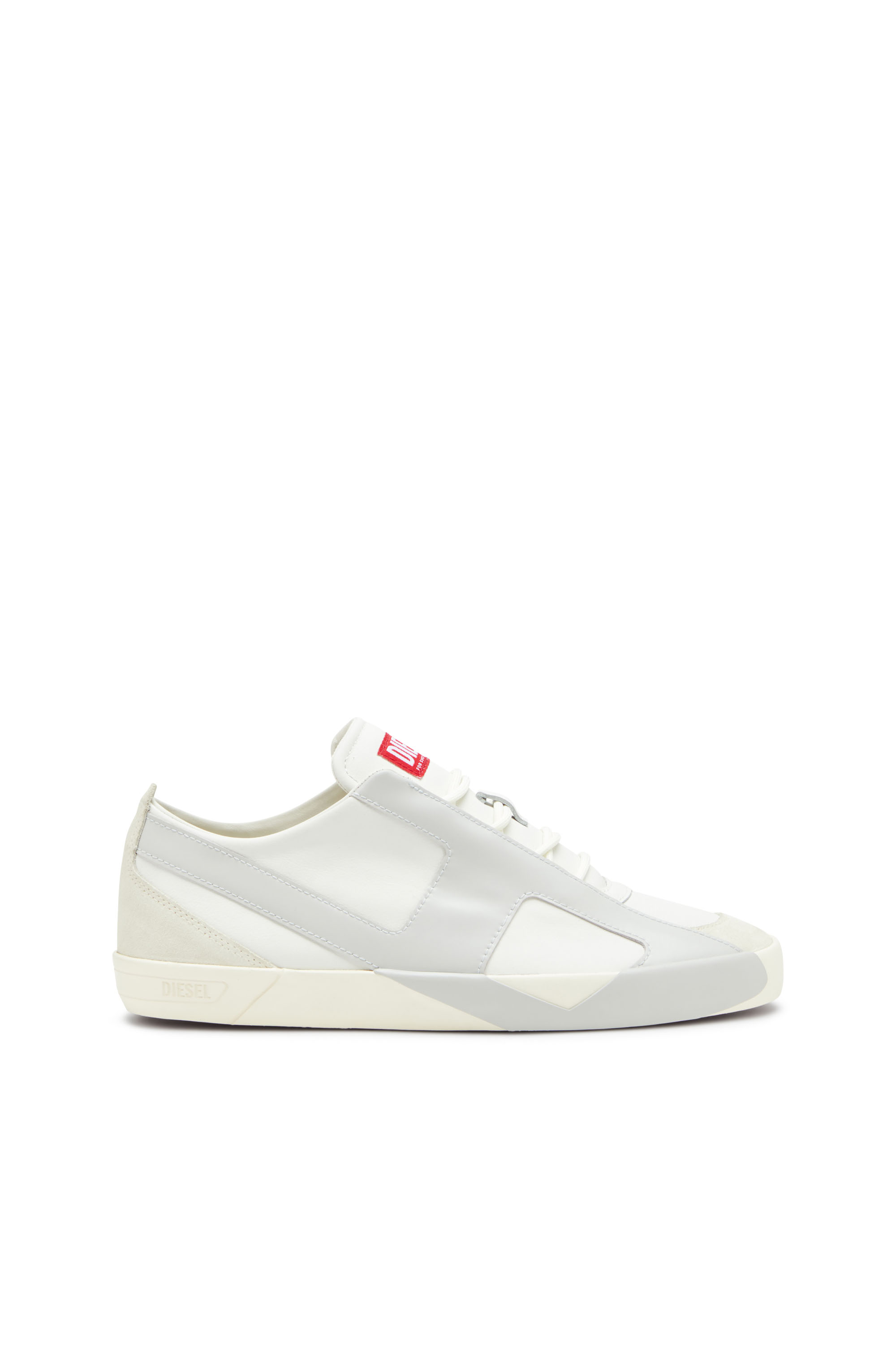 S-SLANTE-D LOW, Weiss/Grau Diesel - S-SLANTE-D LOW, Herren S-Slante-D-Sneaker aus Wildleder und Leder mit D-Logo in Weiss/Grau - 1