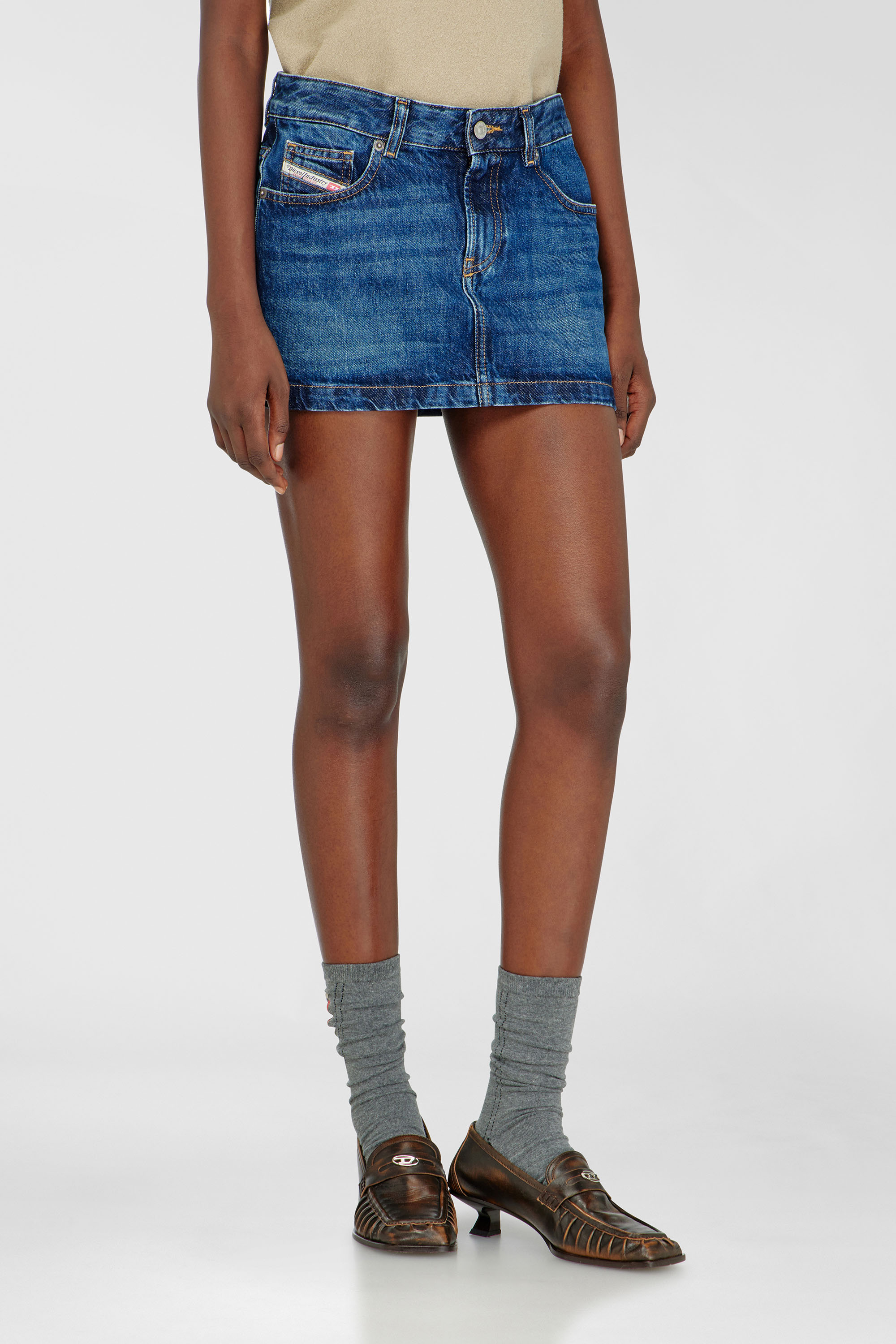 Diesel - DE-RON, Woman's Miniskirt in denim in Dark Blue - 1