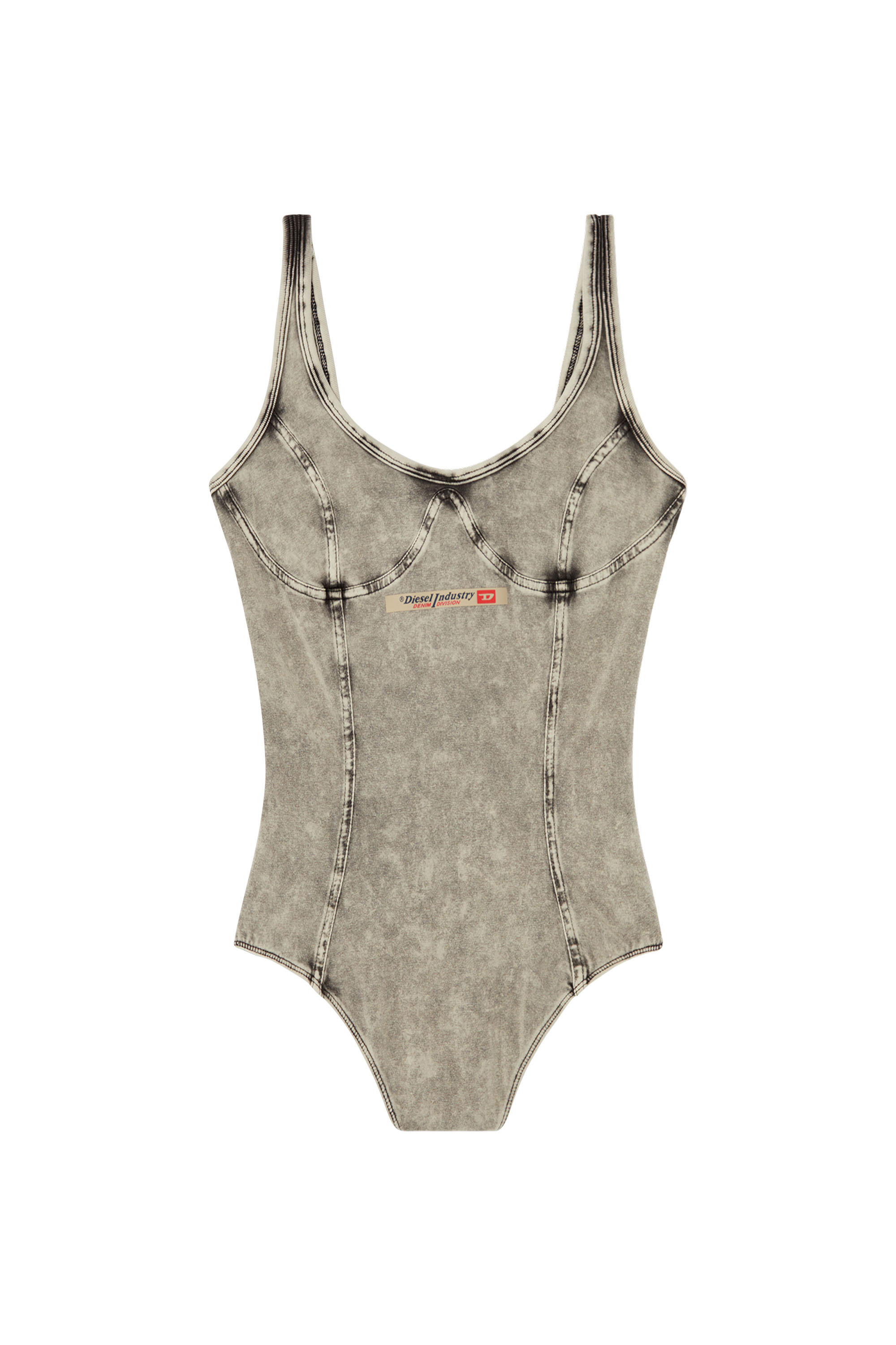 Diesel - CAMI-DNM, Damen Body aus Denim-Effekt-Jersey in Grau - 4