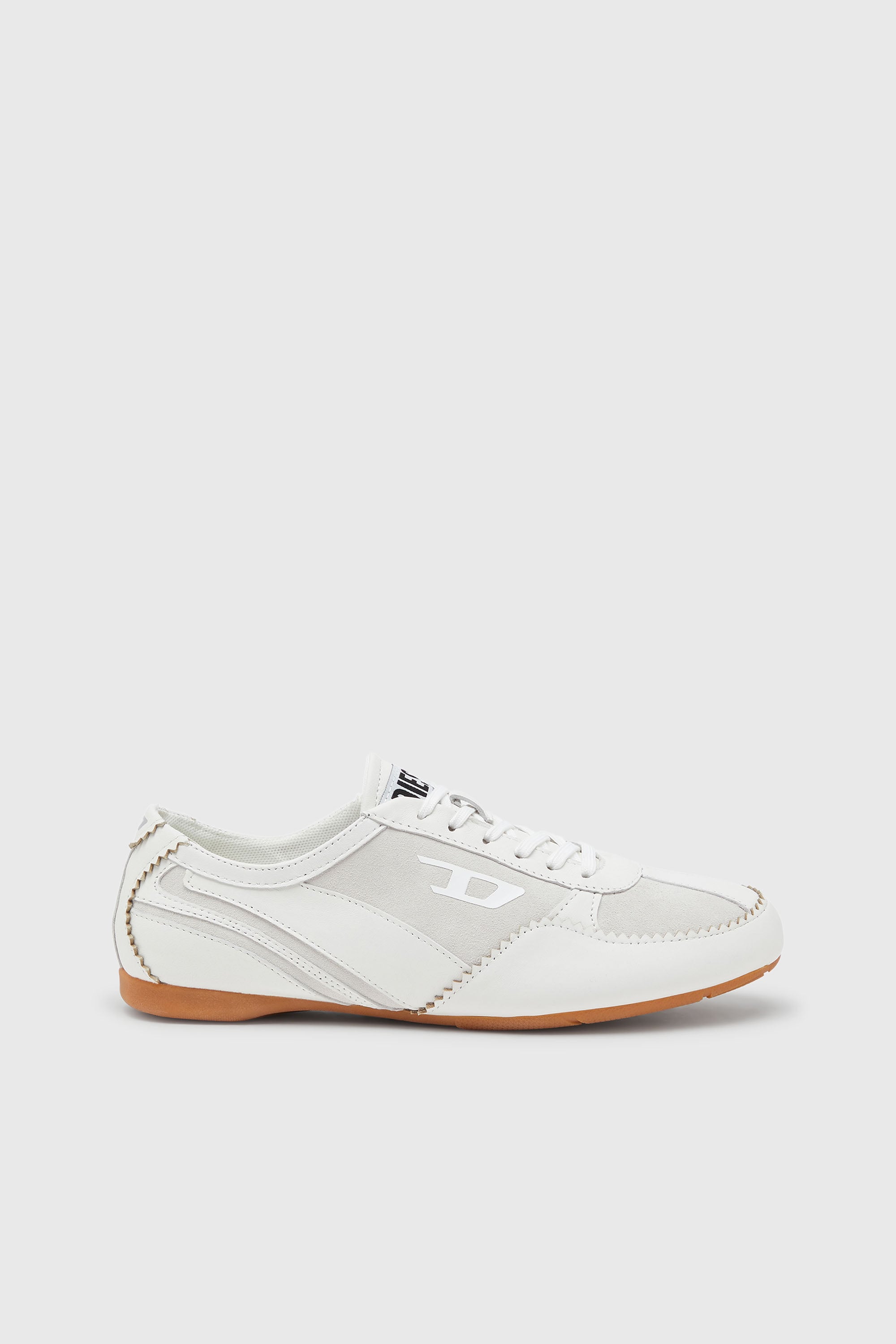 Diesel - D-MILE LOW W, Damen D-Mile-Flat-Sneaker aus Leder und Veloursleder in Wei&szlig; - 1