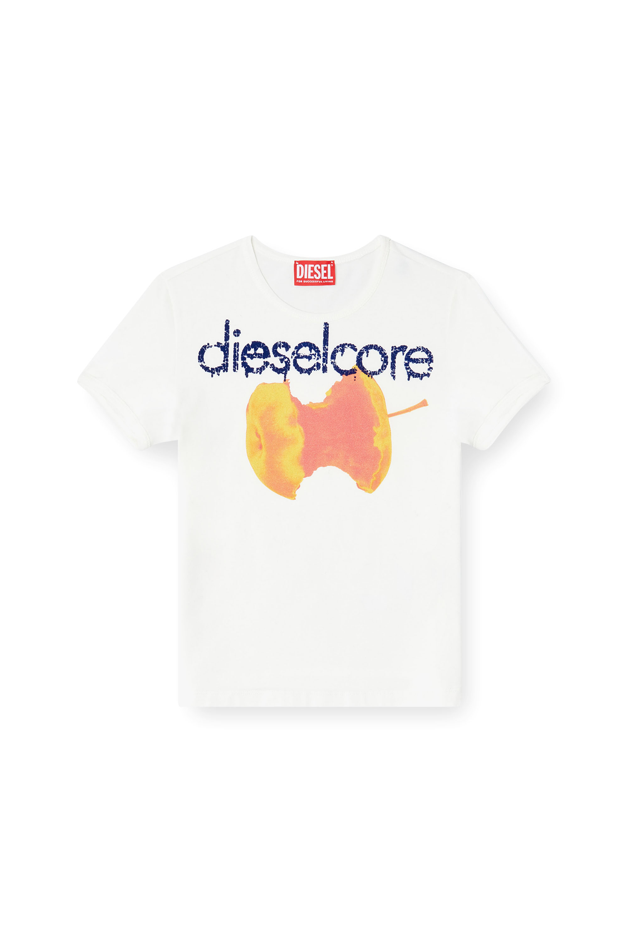 Diesel - T-UNCUTIES-SHORT-Q2, Damen T-Shirt mit Diesel Core-Logo in Weiß - 3