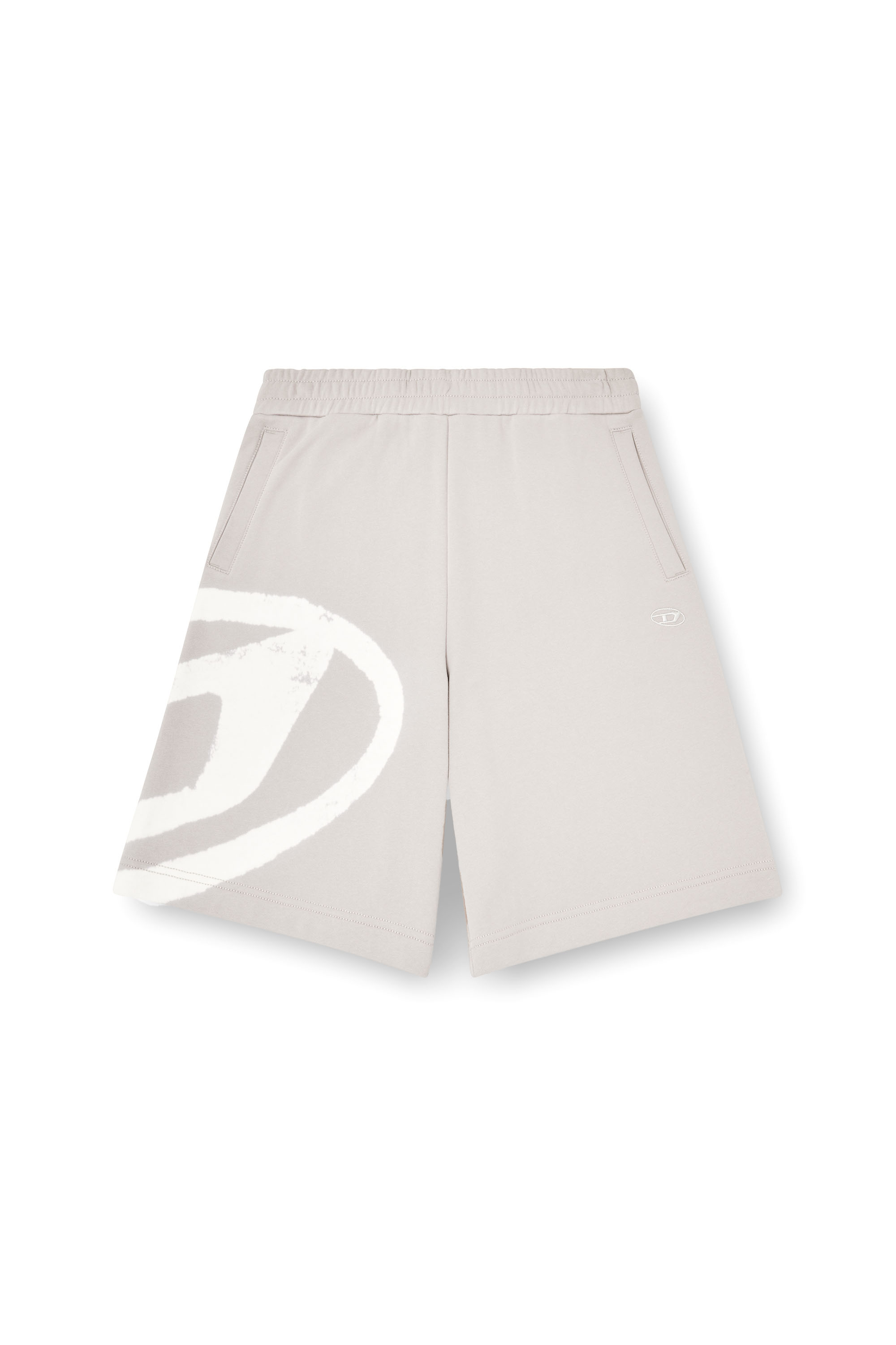 Diesel - P-CROW-BLEACH, Herren Sweatshorts mit gebleichtem Logo in Grau/Weiss - 3