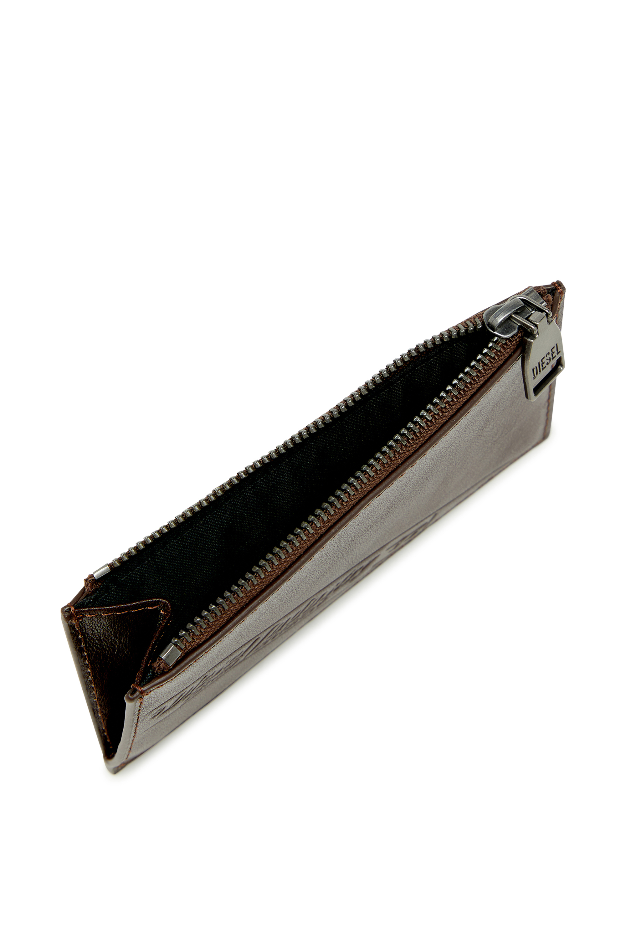 Diesel - FLAG-D CARD HOLDER III, Herren Leder-Kartenetui mit Rei&szlig;verschluss in Braun - 3