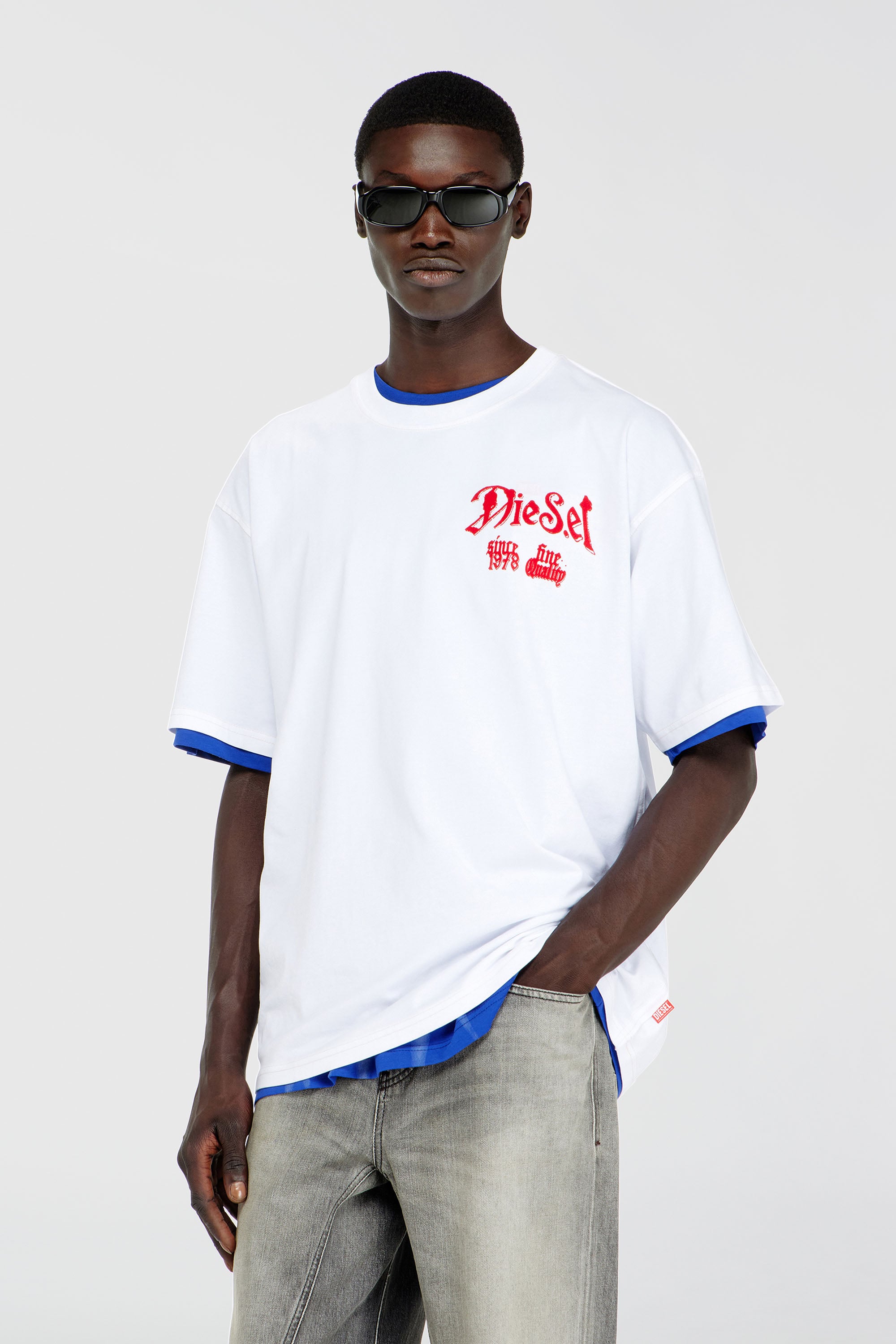 Diesel - T-BOXT-AA2, Herren Baumwoll-T-Shirt mit Flock-Print in Wei&szlig; - 3
