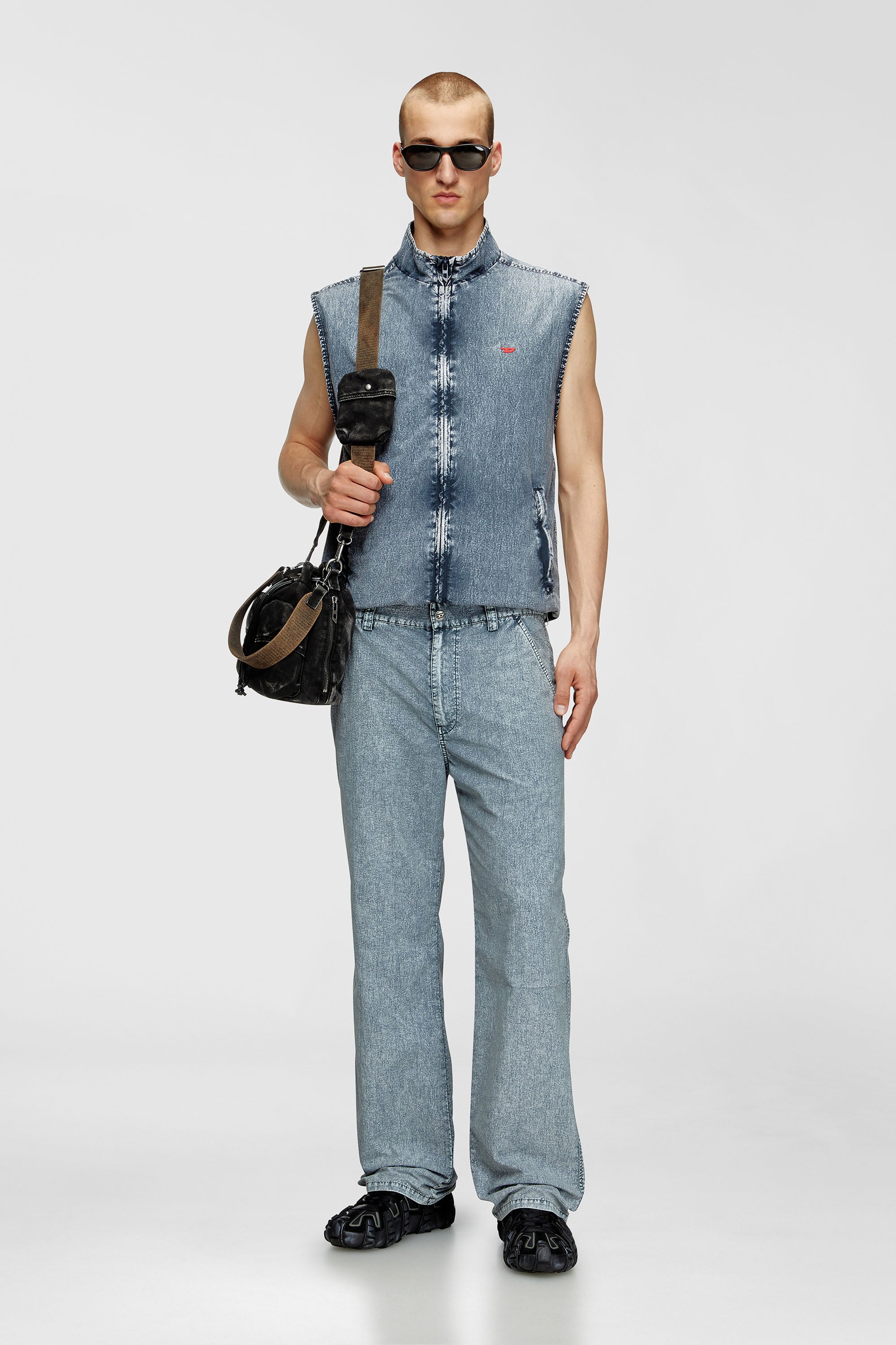 Diesel - J-ERB, Herren Weste aus recyceltem Nylon-Taslan in Mittelblau - 2