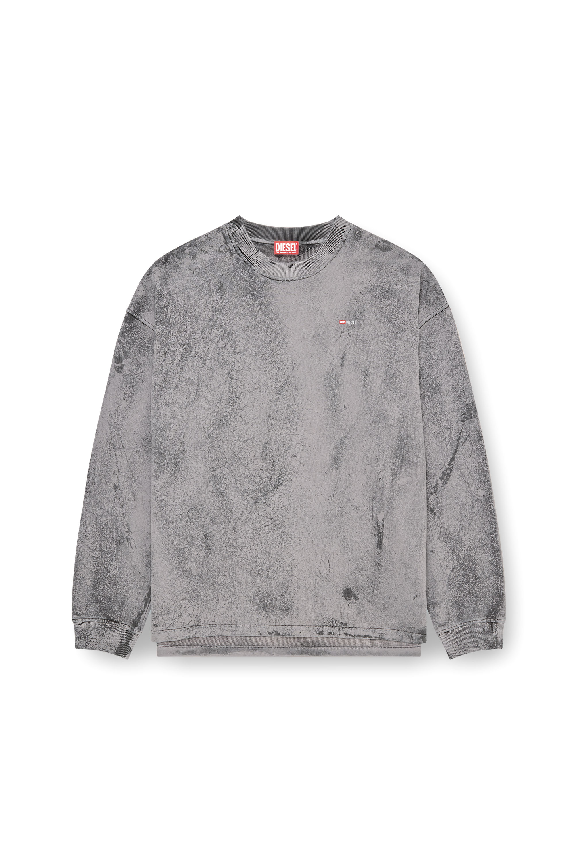 Diesel - S-BAXT-T1, Herren Gerissenes Sweatshirt mit Mikro-Logo in Grau - 3