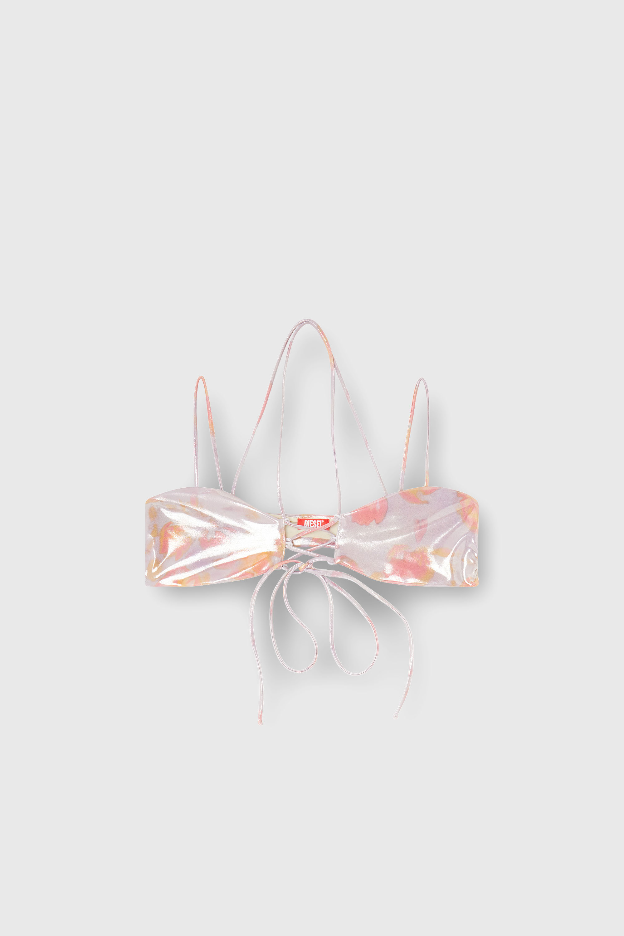 Diesel - NADINE-UTLT, Damen Metallisches Strappy-Bikini-Top mit Blumenprint in Lila - 4