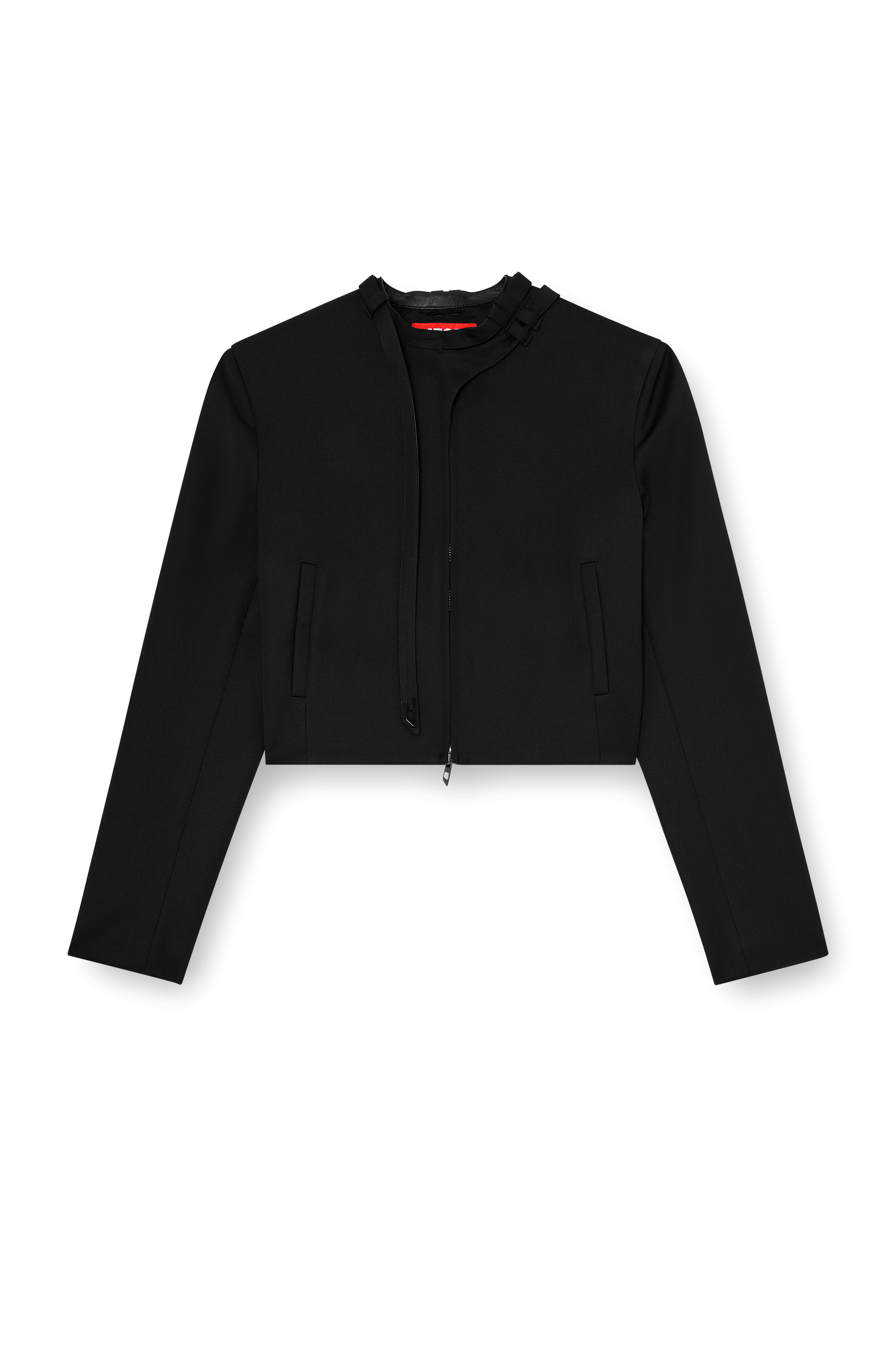 Diesel - G-HAVOC-1, Damen Ma&szlig;geschneiderte Jacke mit Biker-Kragenriemen in Schwarz - 3