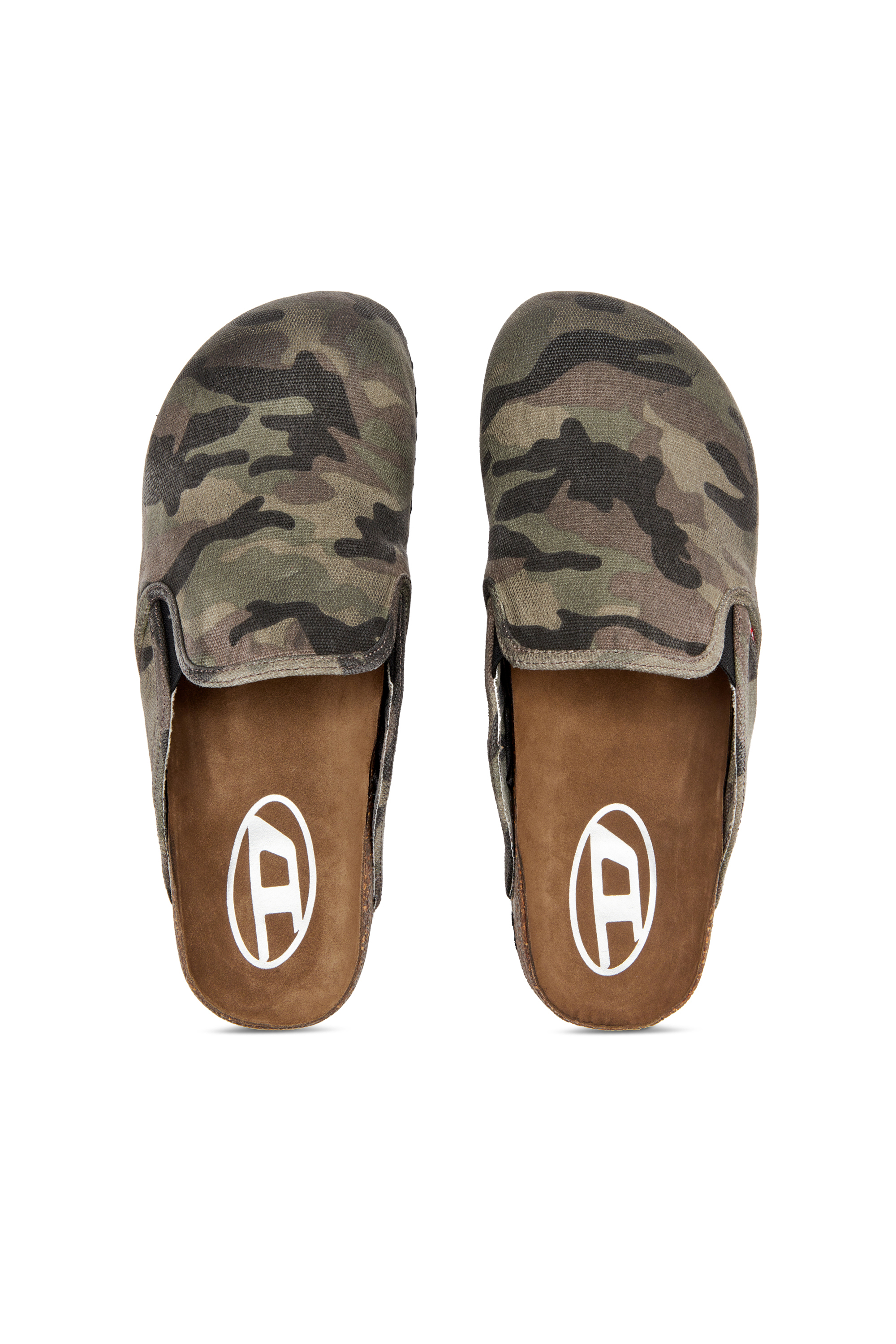 Diesel - D-WOODSTOCK SLIP-ON, Herren Pantoletten aus Camouflage-Canvas in Armeegrün - 5