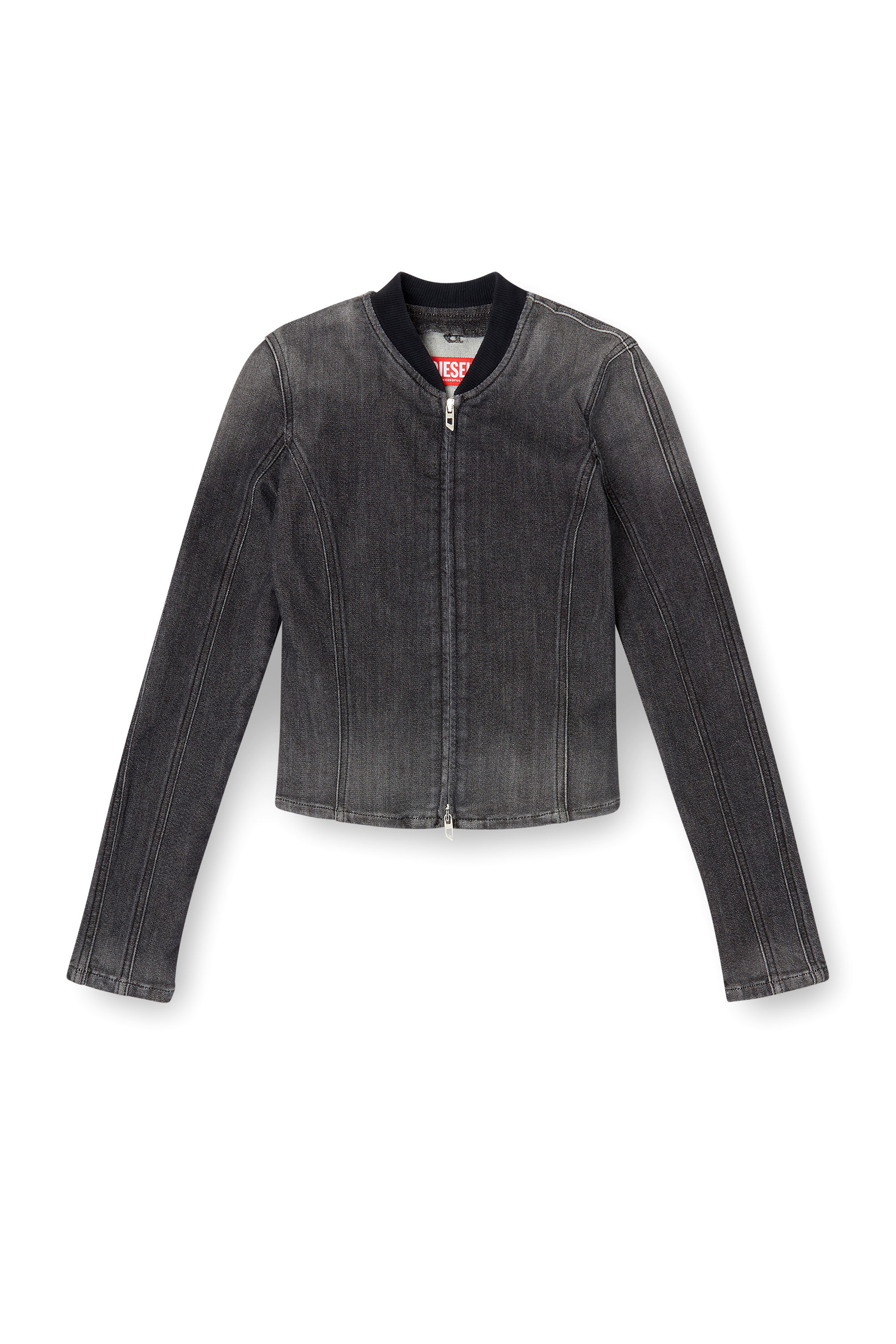 Diesel - DE-GARY-D JOGG, Damen Verkürzte Jacke aus einfarbigem Denim in Schwarz - 3