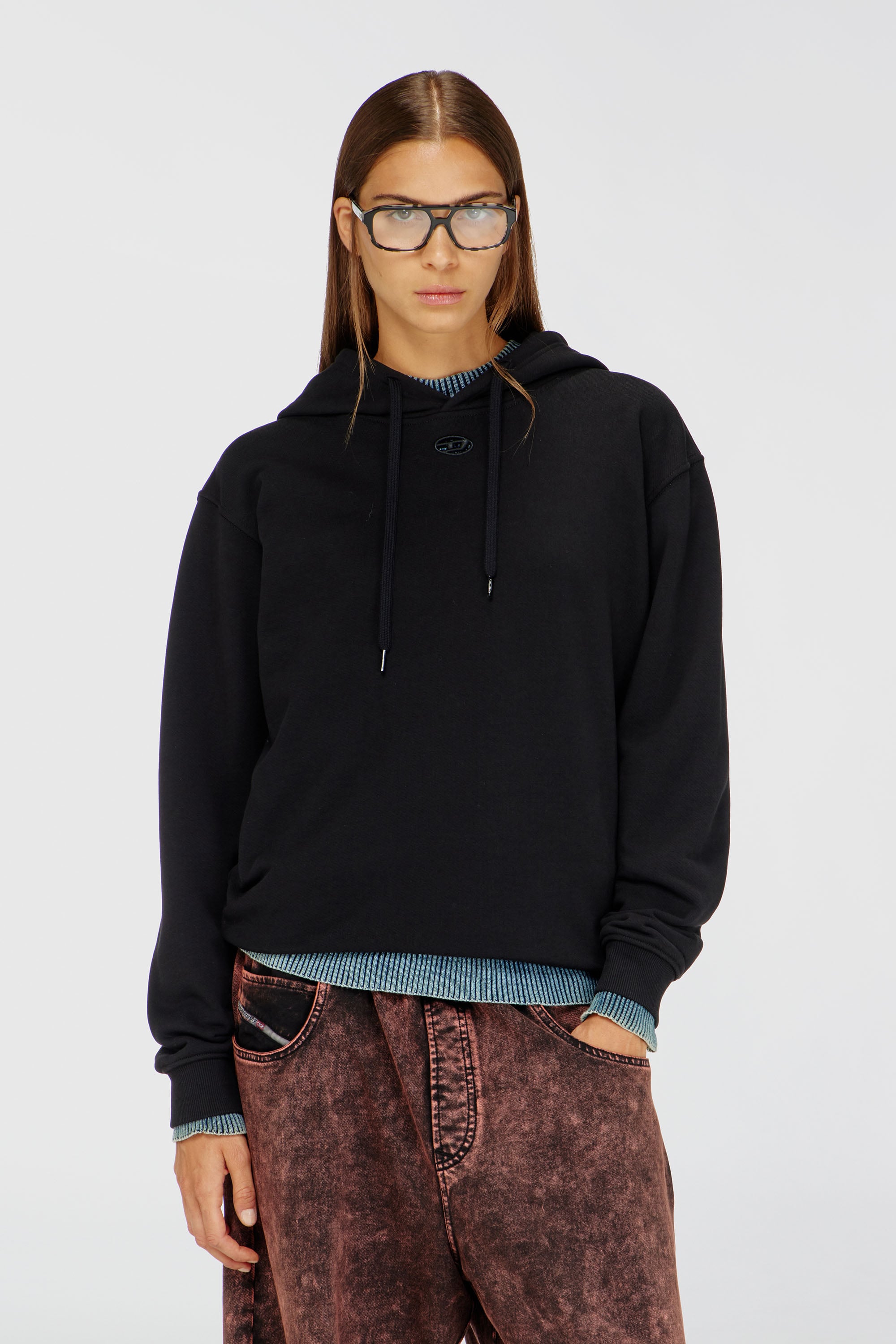 Diesel - F-NORMY-HOOD-OD, Damen Sweatshirt aus Baumwolle mit Oval D Logo in Schwarz - 1