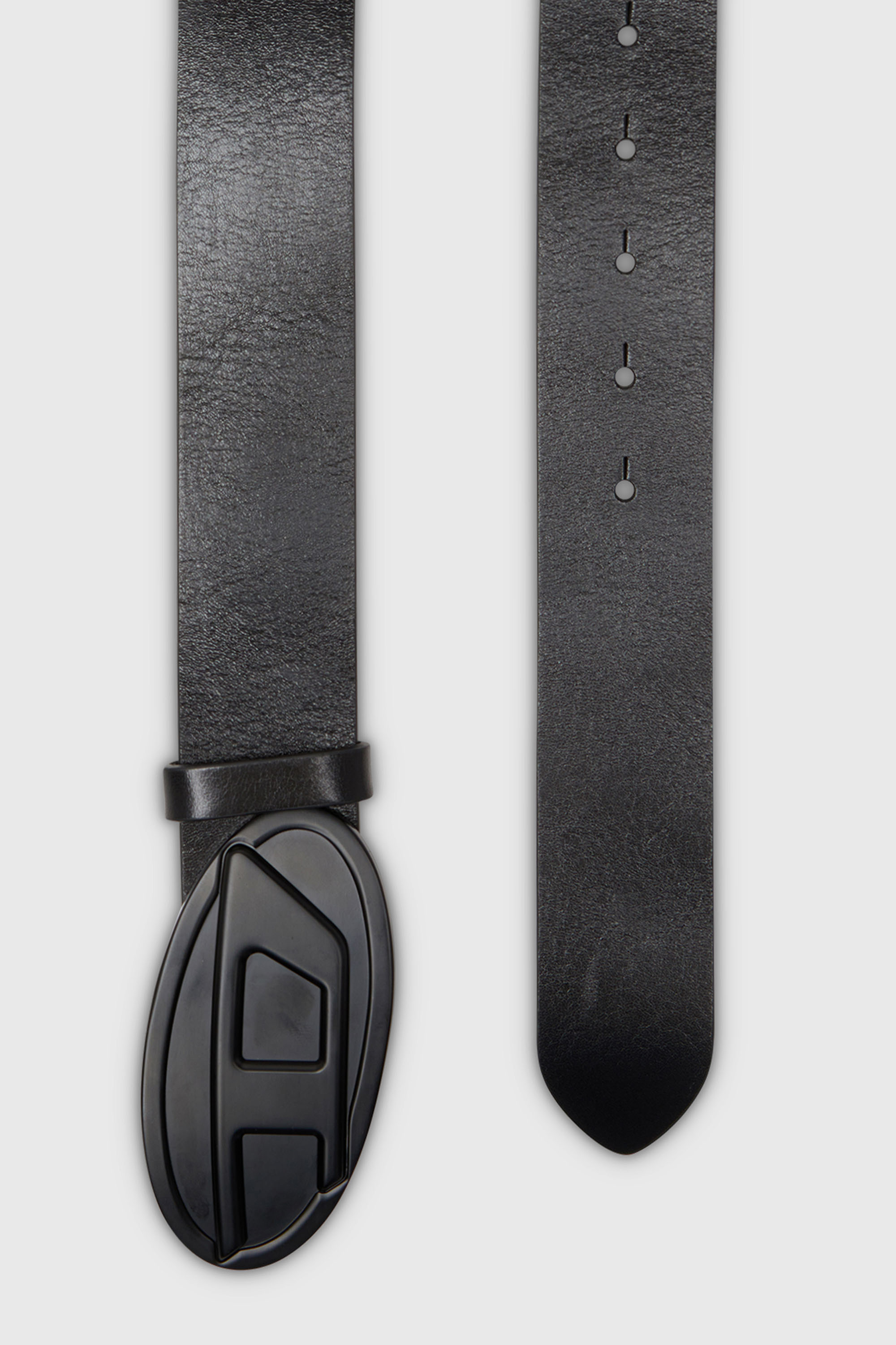 Diesel - B-1DR 2.0, Damen 4 cm breiter G&uuml;rtel aus Leder mit Oval D-Plakette in Schwarz - 2