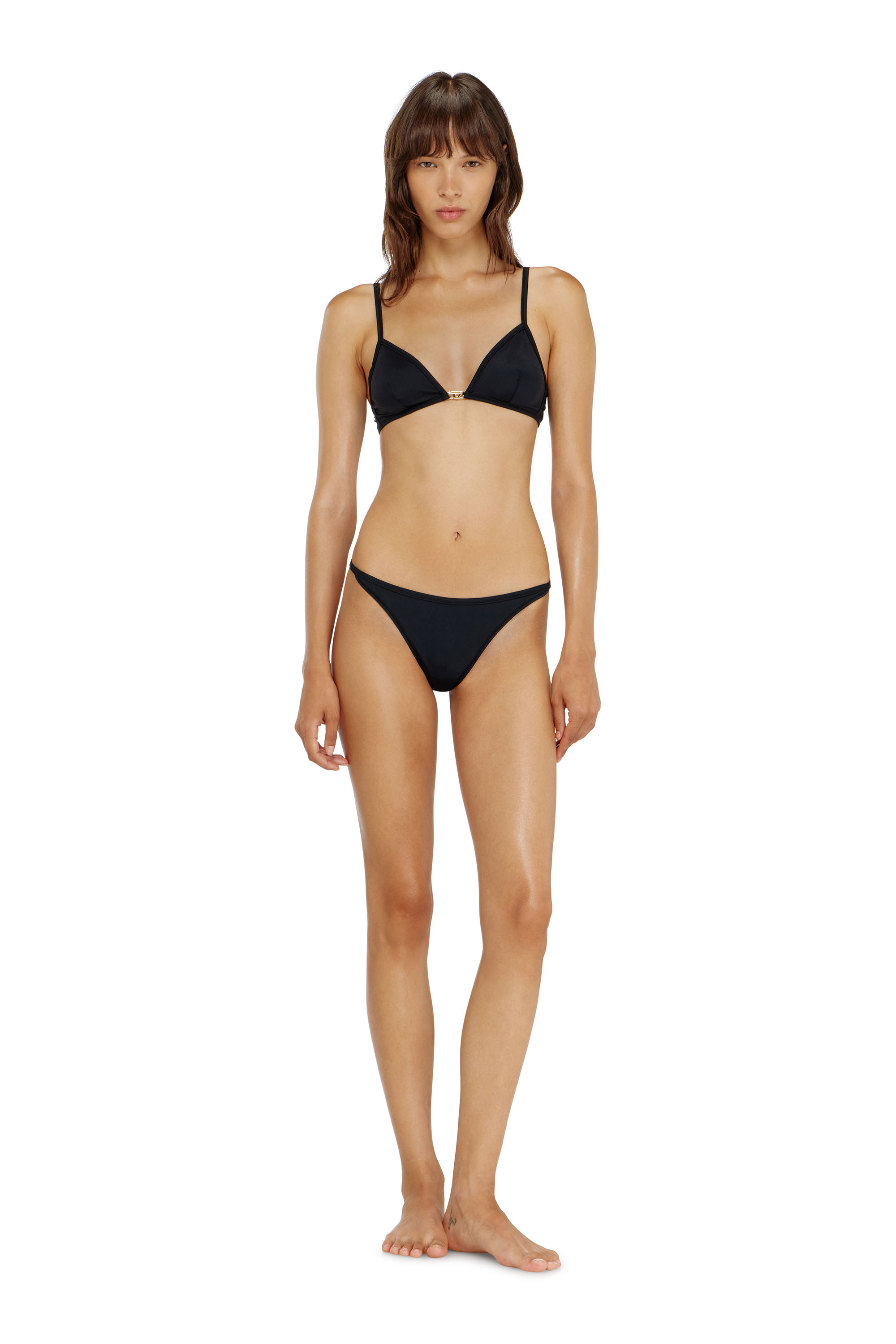 Diesel - LUNA-UTLT, Damen Triangle-BH aus Nylon mit Oval D-Detail in Schwarz - 3