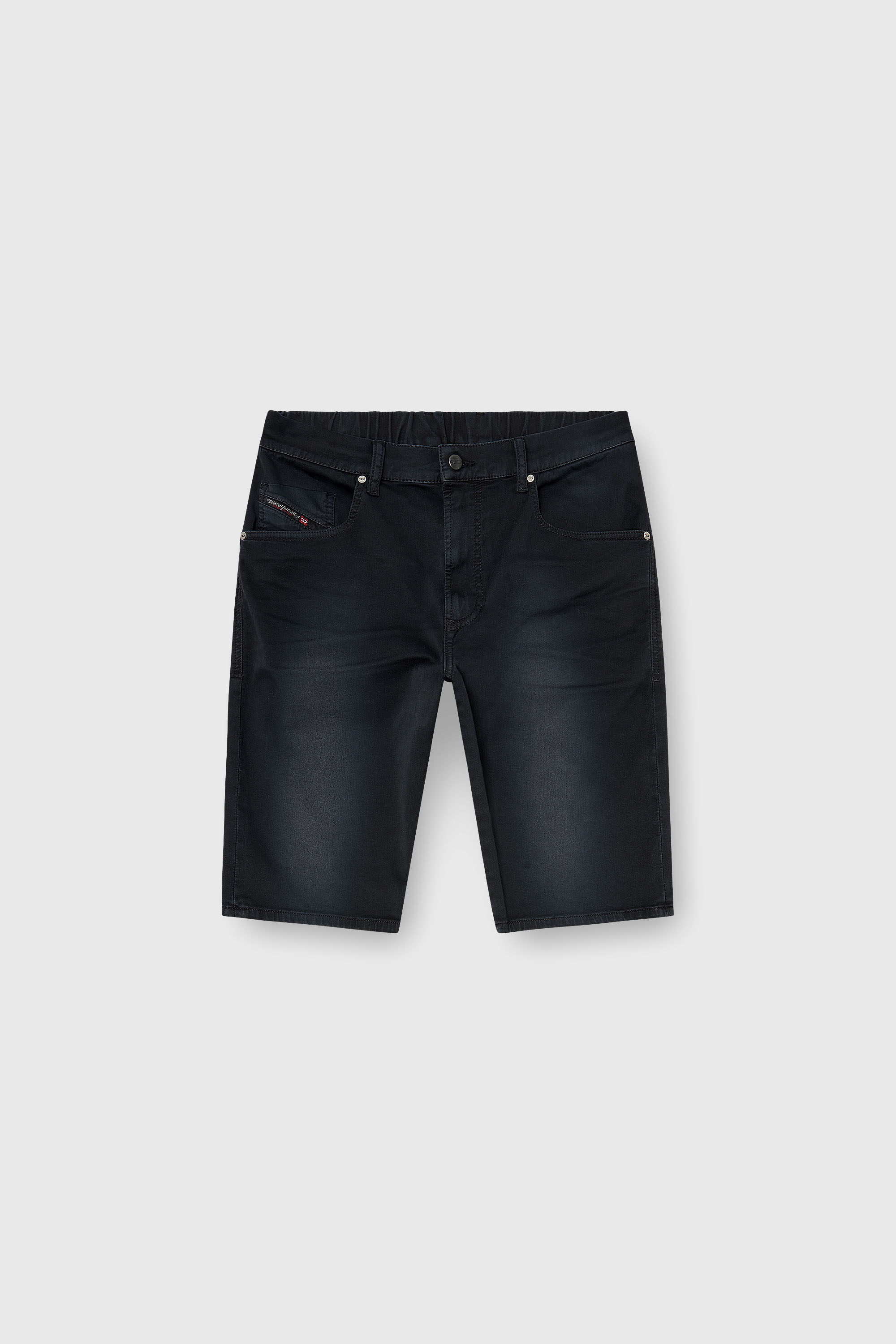 Diesel - 2033 D-KROOLEY-SHORT-BW JOGG, Herren Slim shorts aus farbigem denim in Schwarz - 2