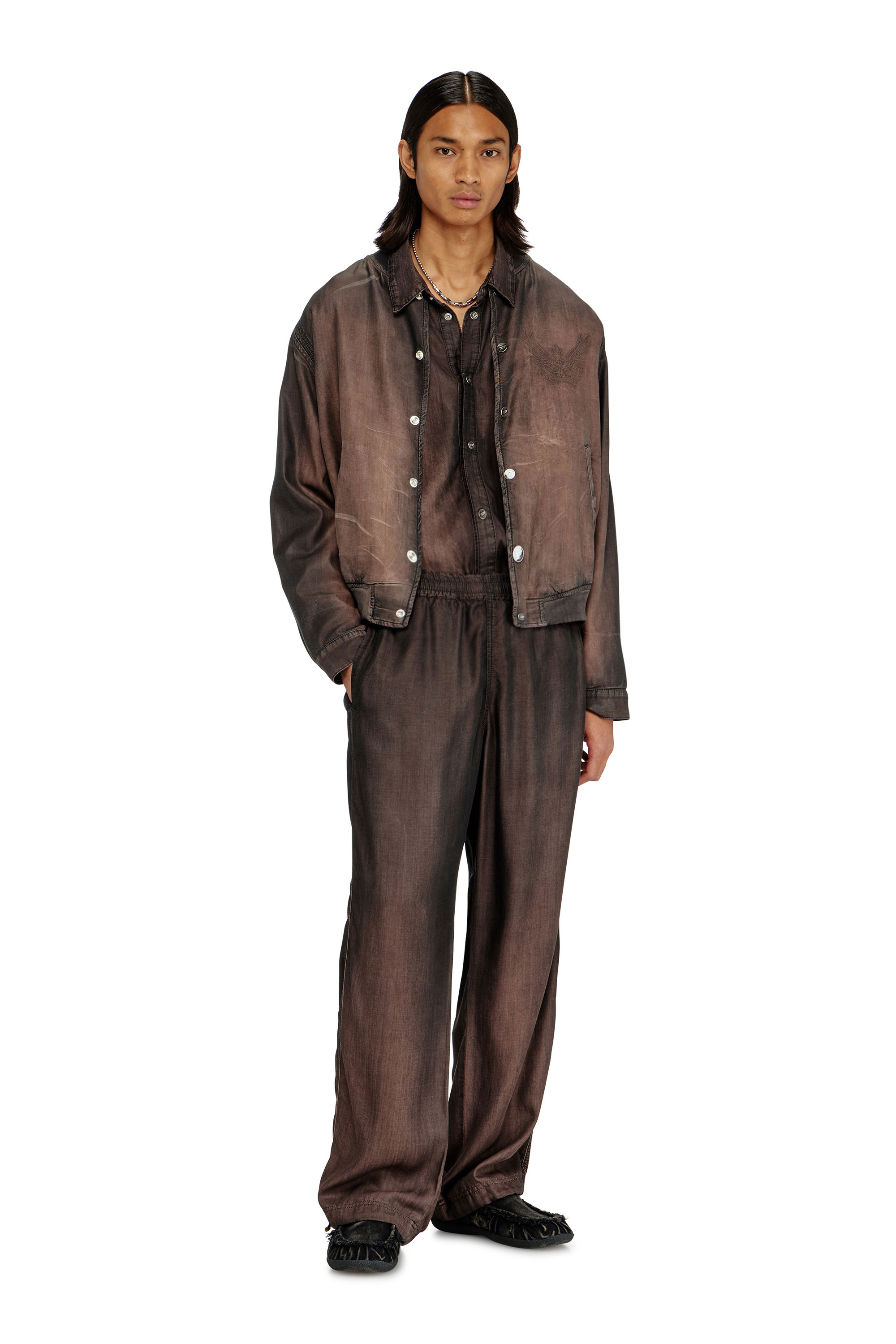 Diesel - D-BELMOR-S, Herren Bomberjacke aus flie&szlig;endem, beschichtetem Denim in null - 2