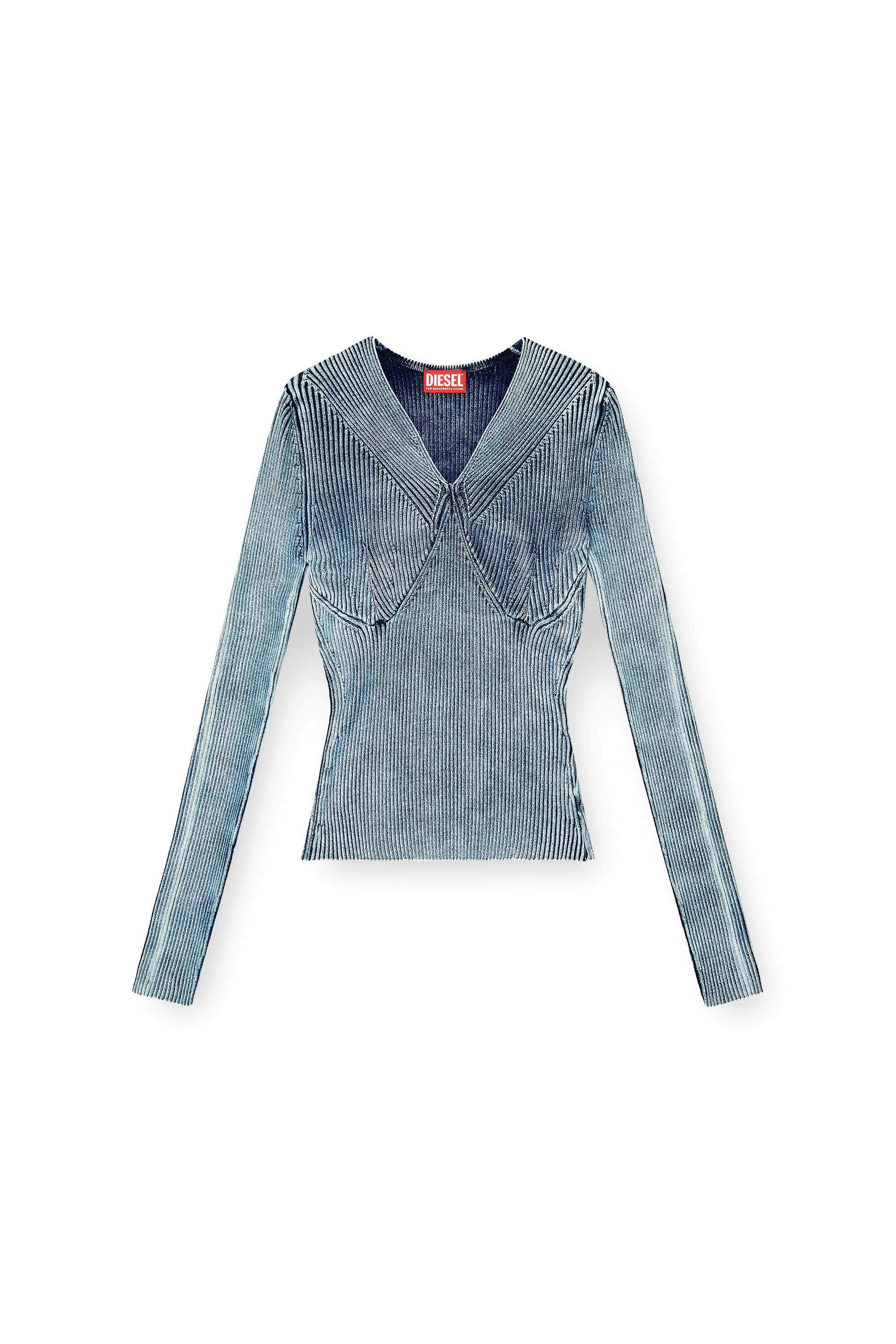 Diesel - M-MILMO, Damen Pullover aus Denim mit Glanzeffekt in Blau - 3