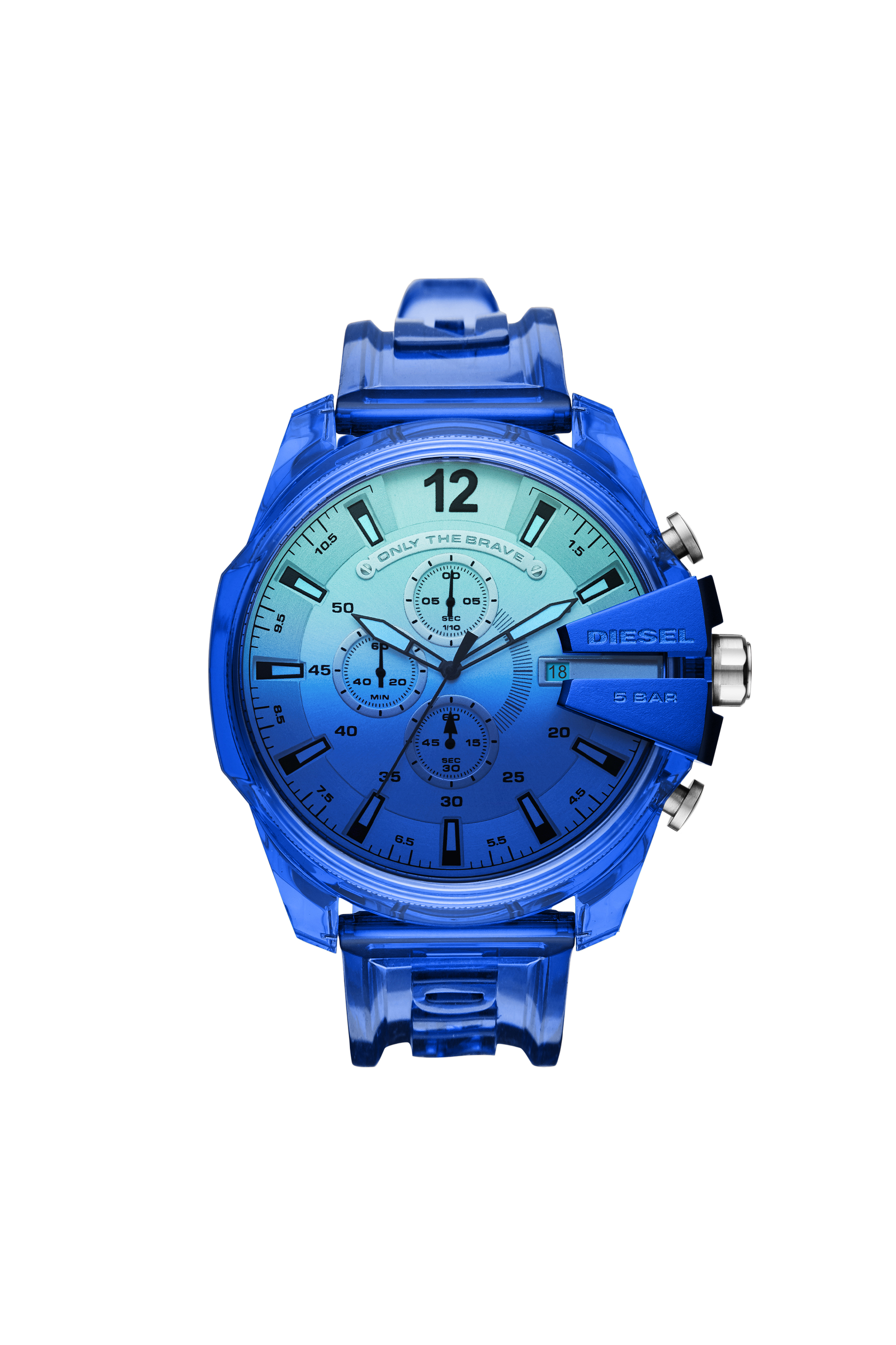 Diesel - DZ4531, Herren Blaue Mega Chief-Armbanduhr aus Polyurethan mit Chronograph-Anzeige in Blau - 1