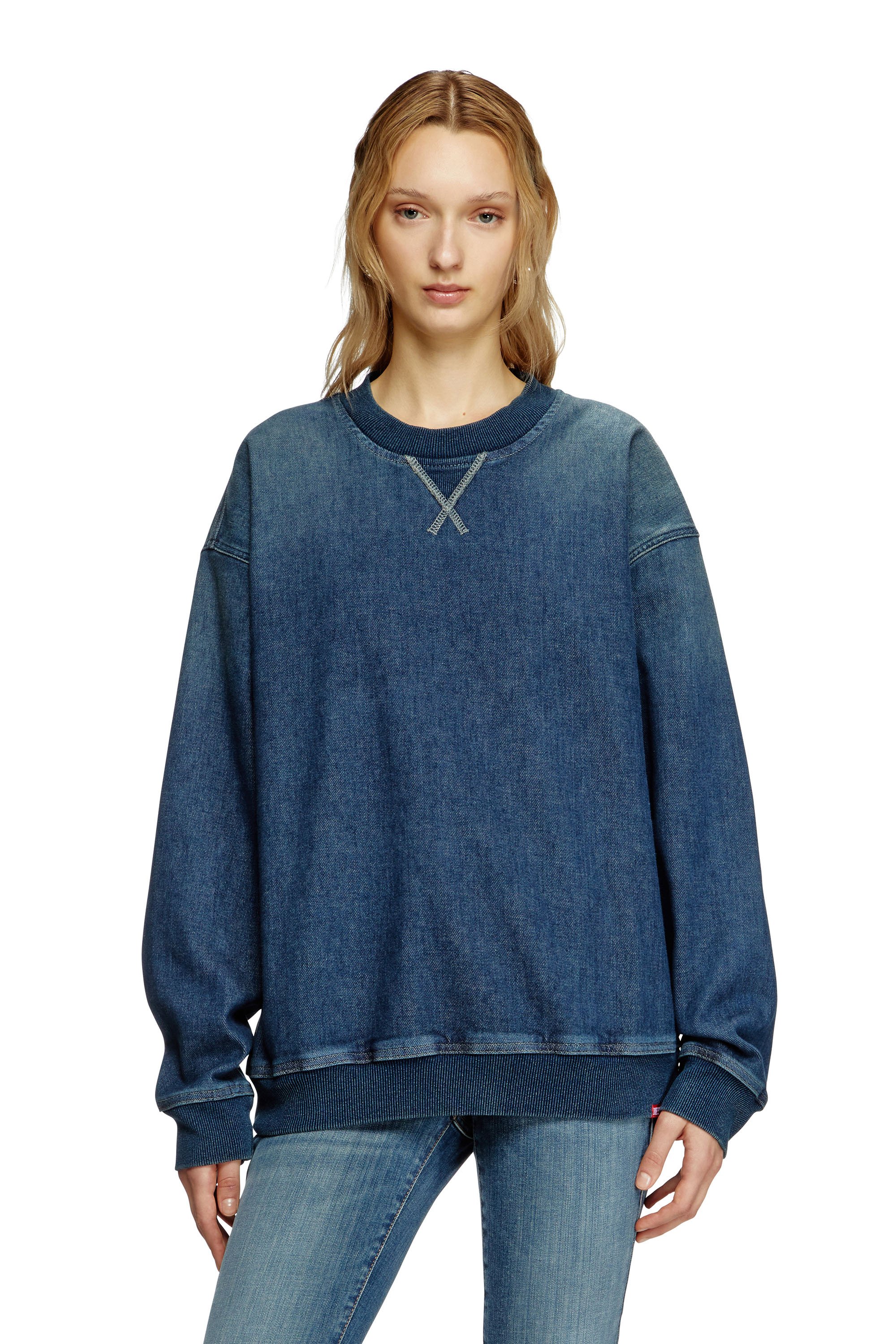 Diesel - D-KRIBY-S TRACK, Unisex Sweatshirt aus Track Denim in Blau - 5