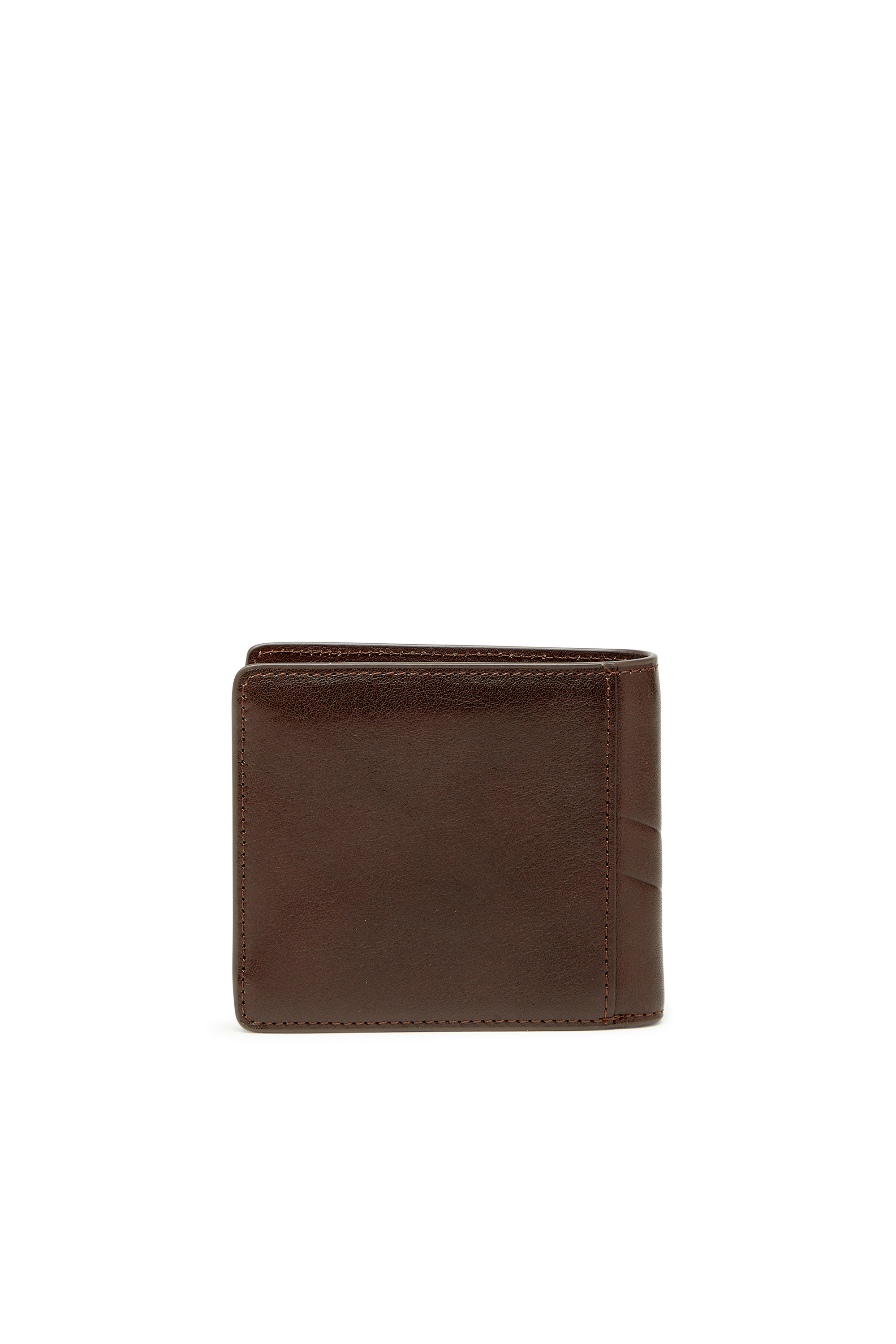Diesel - FLAG-D BI-FOLD COIN S 3D, Herren Zweifach gefaltete Lederbrieftasche mit gepr&auml;gtem Logo in Braun - 2