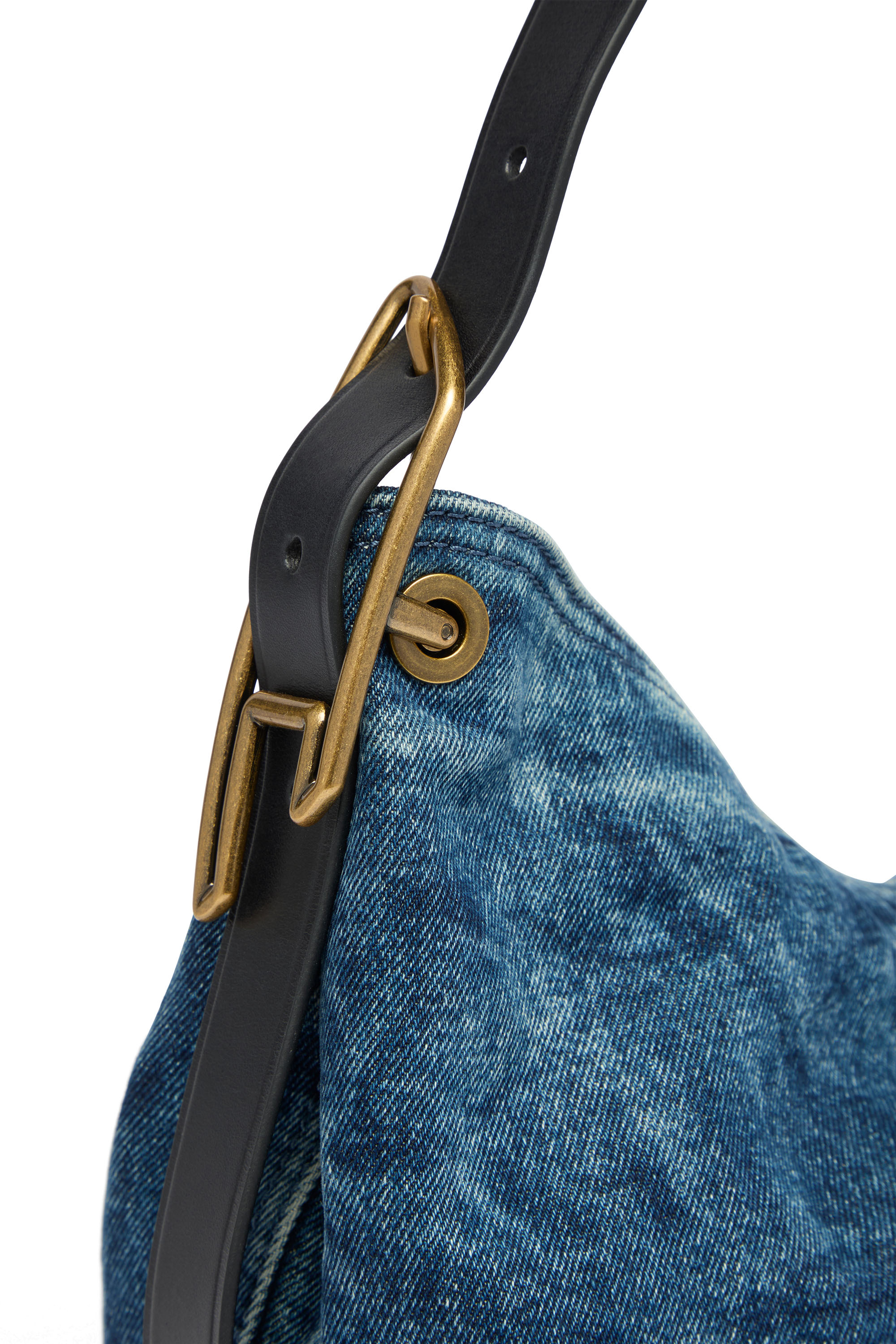 Diesel - D-LINE HOBO S, Damen D-Line-Denim Schultertasche in Mittelblau - 4