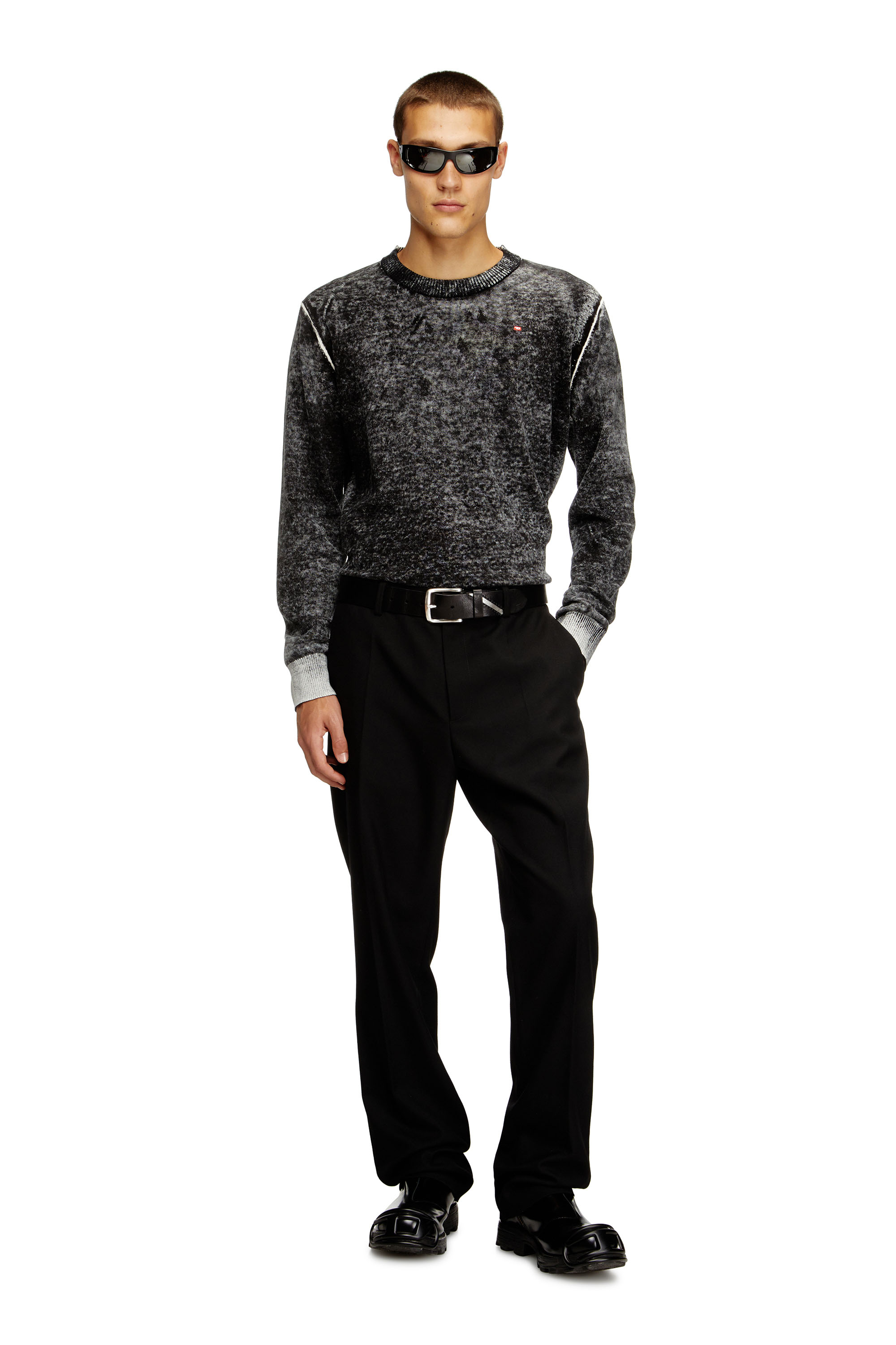 Diesel - P-AM-EPCI, Herren Wollmischung-Hose mit Metalletikett in Schwarz - 1