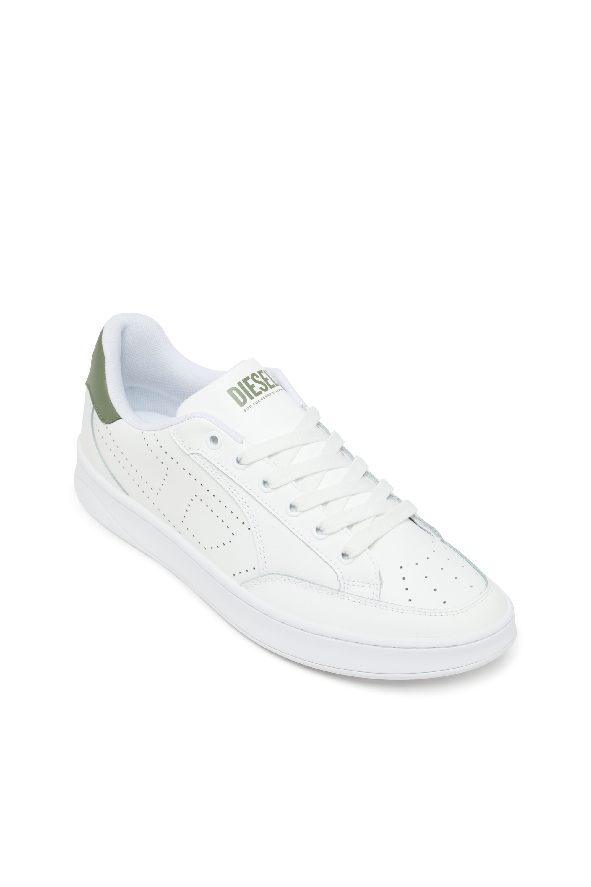 Diesel - S-DAKOTA LOW, Herren S-Dakota-Sneakers aus Leder mit perforiertem Logo in Weiss/Grün - 6