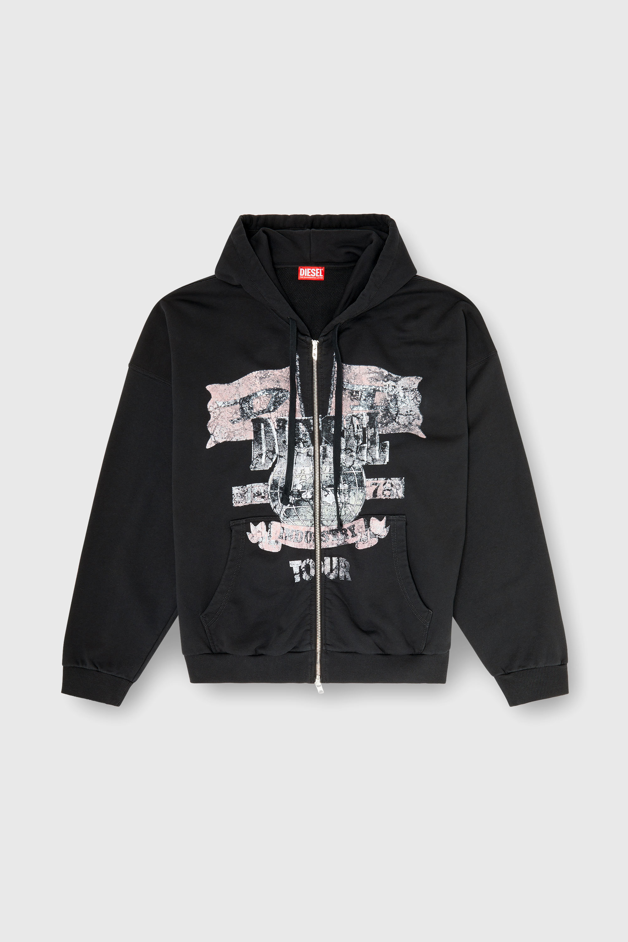 Diesel - S-WILL-ZIP, Herren Kapuzensweatjacke mit Konzertgrafiken und Rei&szlig;verschluss in null - 2