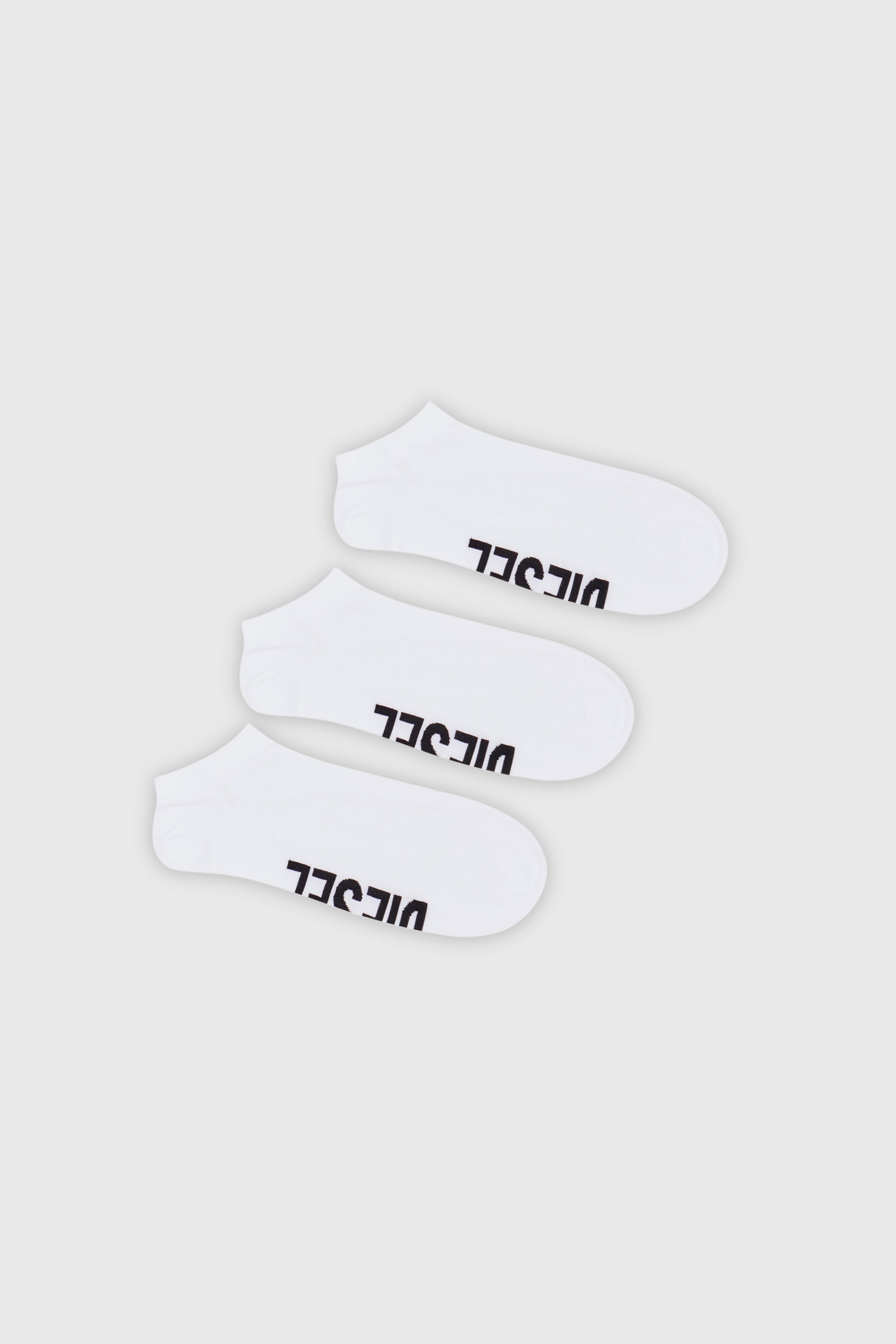 Diesel - SKM-GOST-THREEPACK, Herren Low-Cut-Socken mit Spann-Logo im Dreierpack in Wei&szlig; - 1