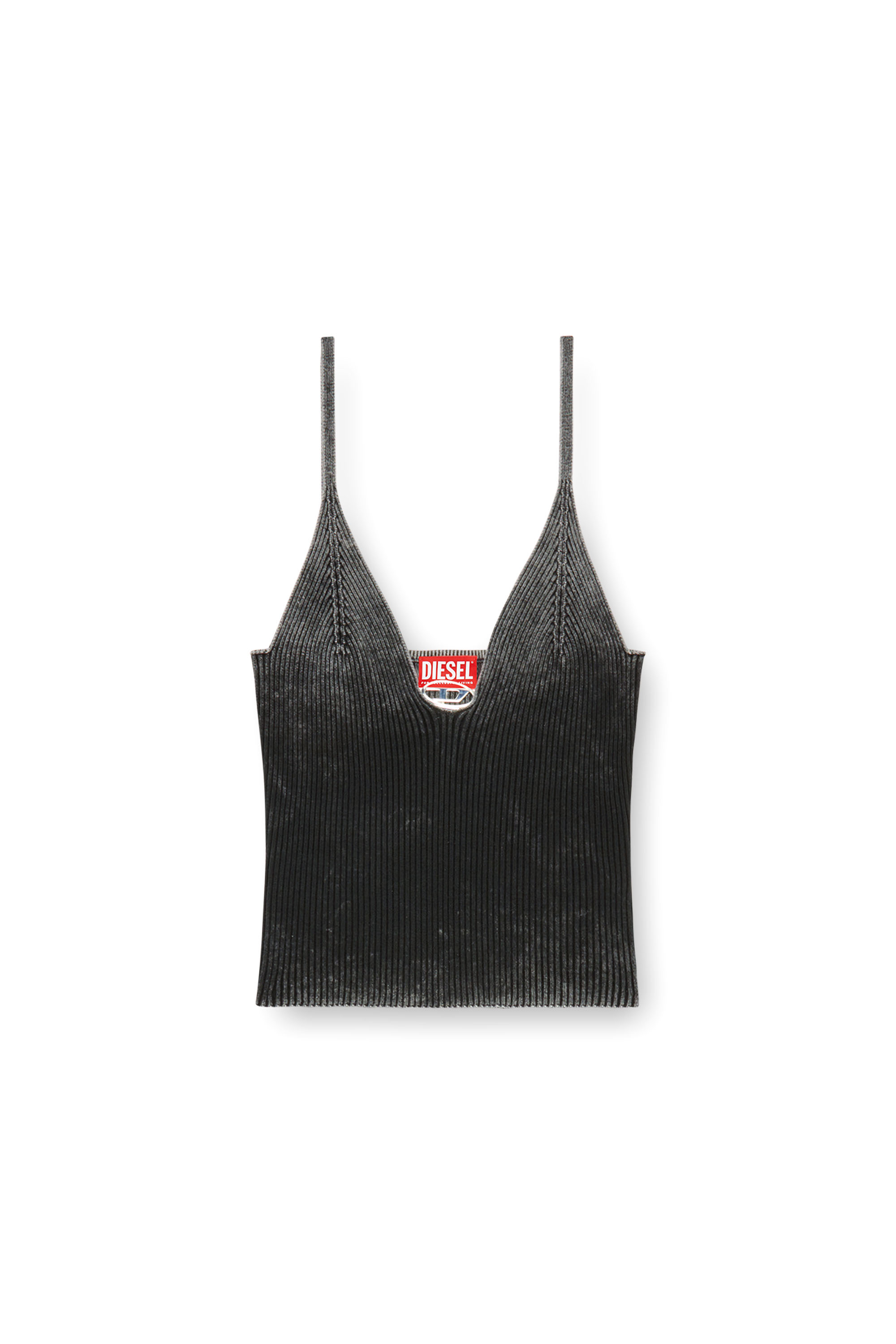 Diesel - M-LAILA, Damen Camisole-Top aus verblasstem Rippstrick in Schwarz - Image 3