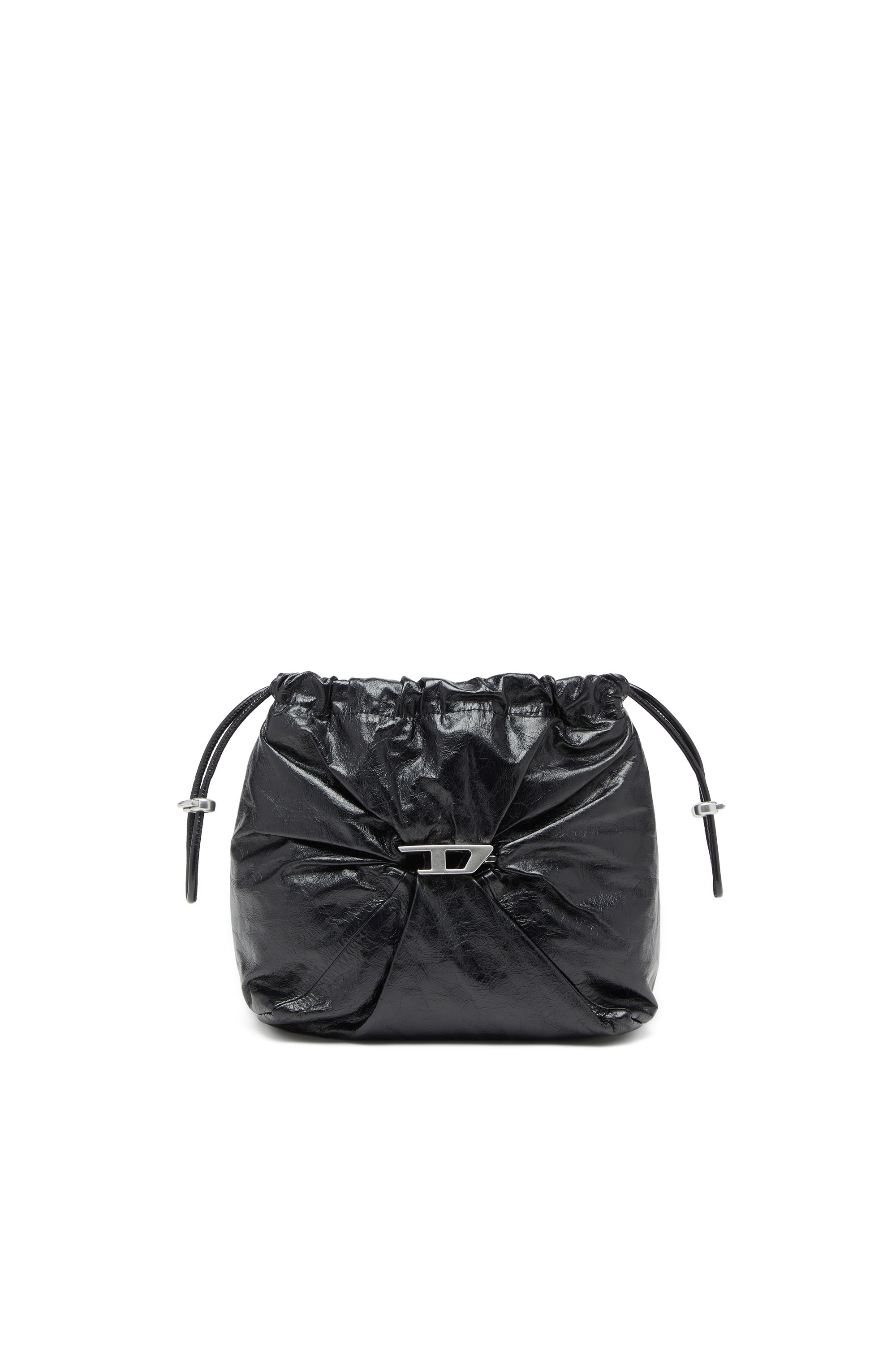 Diesel - SCRUNCH-D BUCKET, Damen Scrunch-D-Beuteltasche aus glänzendem zerknittertem Leder in Schwarz - 7