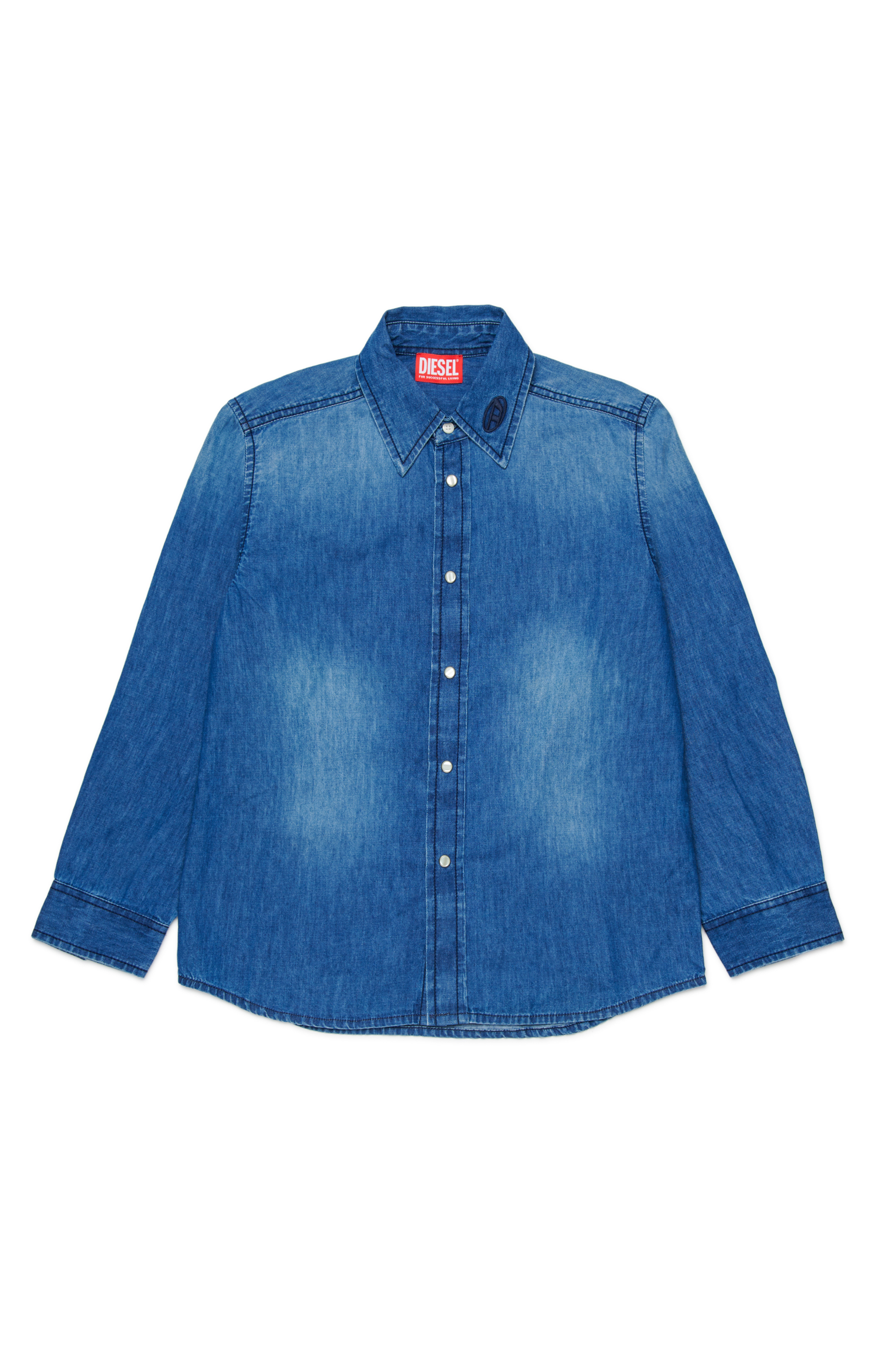 Diesel - CSIMPLY-OVER, Herren Denimhemd mit Oval D Stickerei in Mittelblau - 1