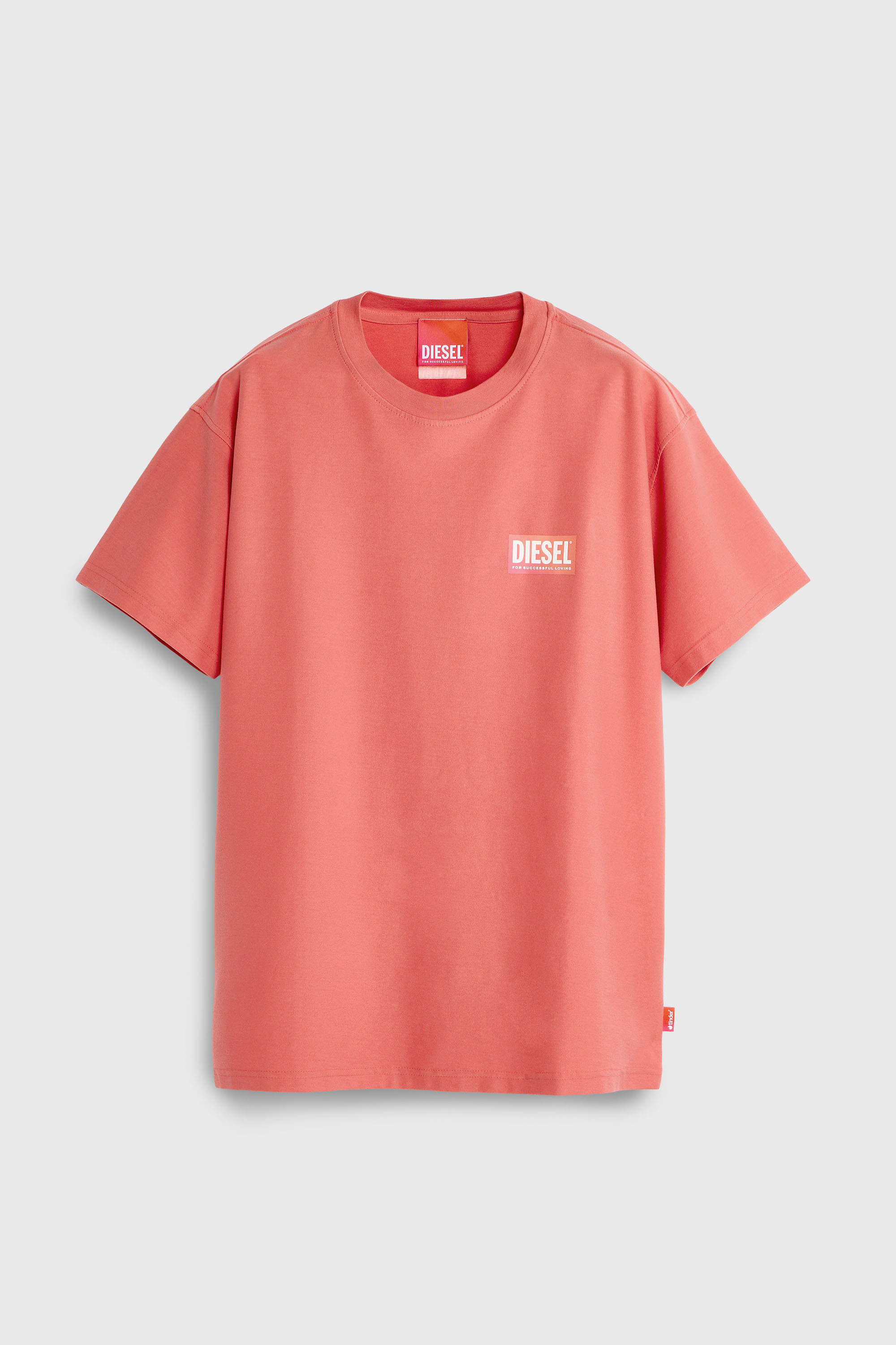 Diesel - PR-T-NORM-CHITIND-R, Unisex T-Shirt mit transparentem Logo auf der R&uuml;ckseite in Korallrosa - 2