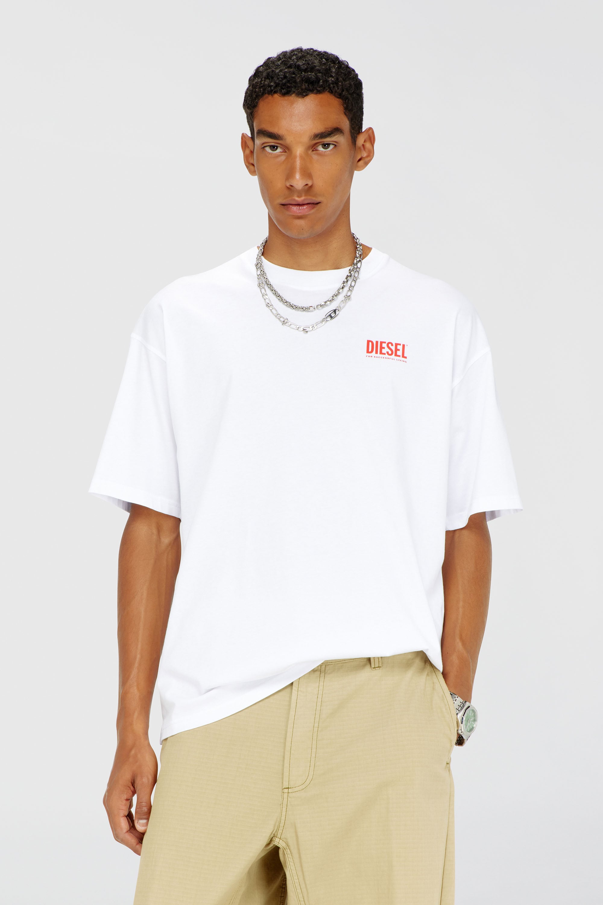 Diesel - T-BOXT-BISK, Herren Baumwoll-T-Shirt mit Diesel-Biscotto-Print in Wei&szlig; - 1