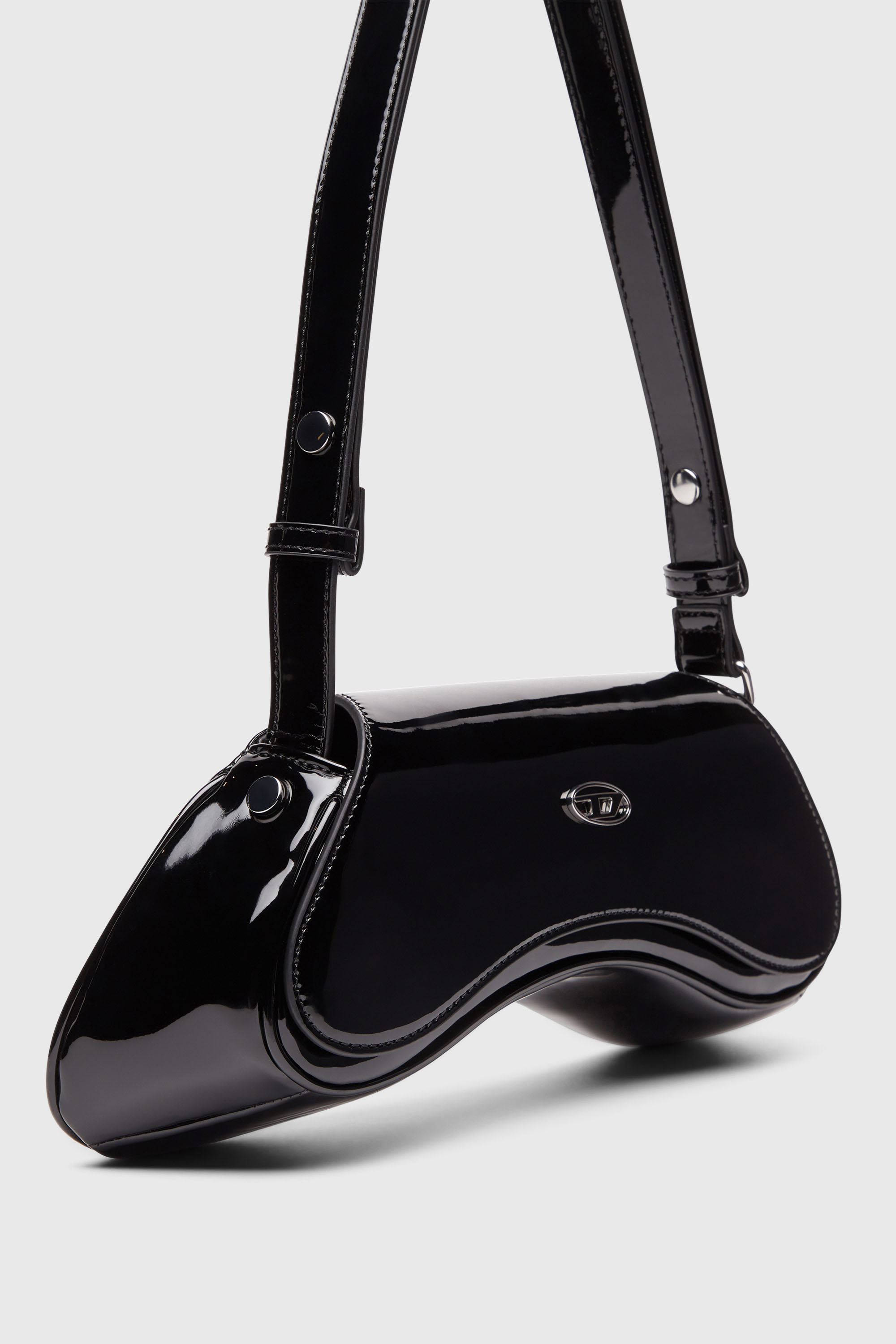 Diesel - PLAY CROSSBODY, Damen Play-Gl&auml;nzende Crossbody-Tasche in Schwarz - 6
