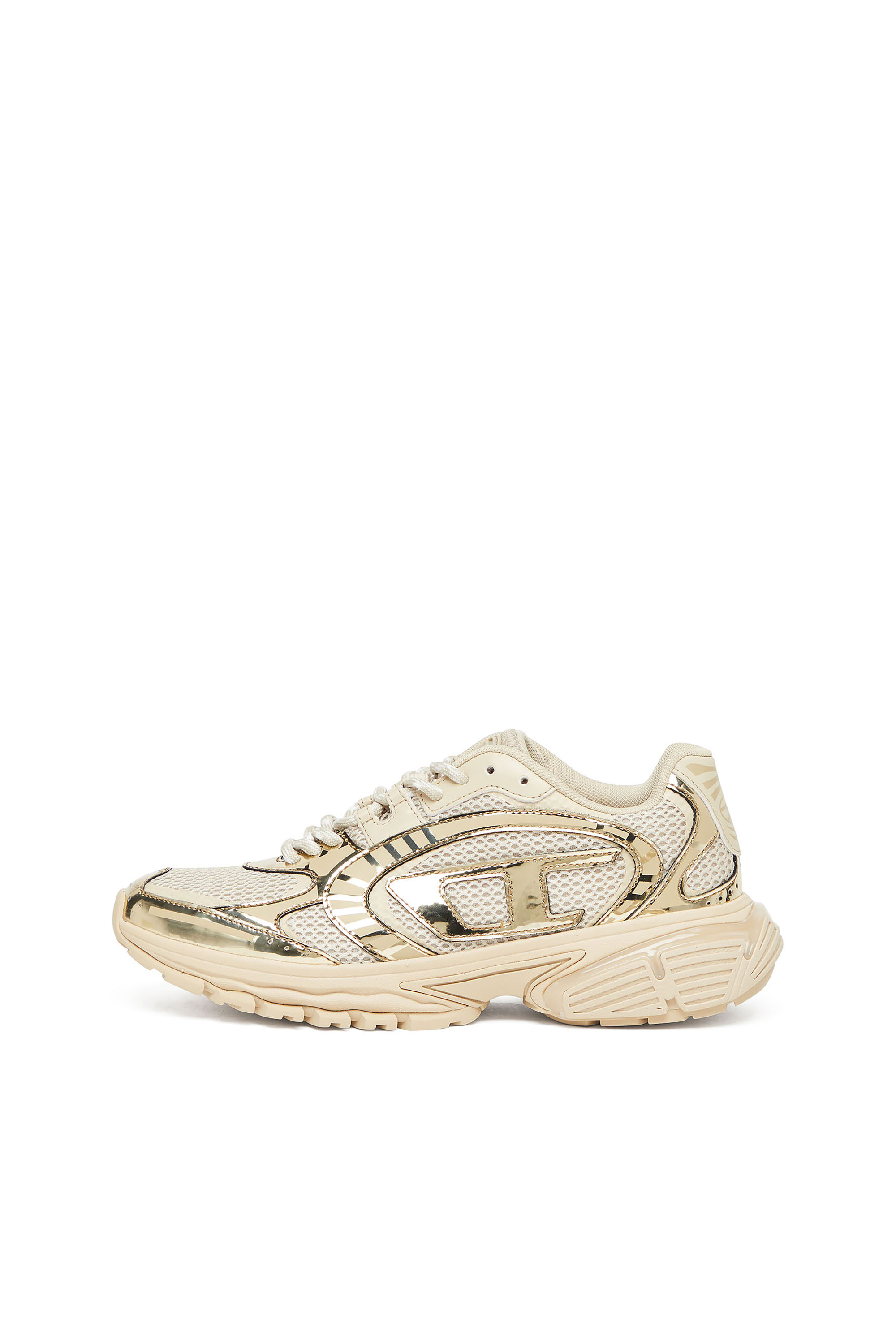 Diesel - S-PRO-V-DENSE LOW W, Damen S-Pro-V-Dense-Sneakers aus Metallic-Mesh mit Oval D-Logo in Beige - 2
