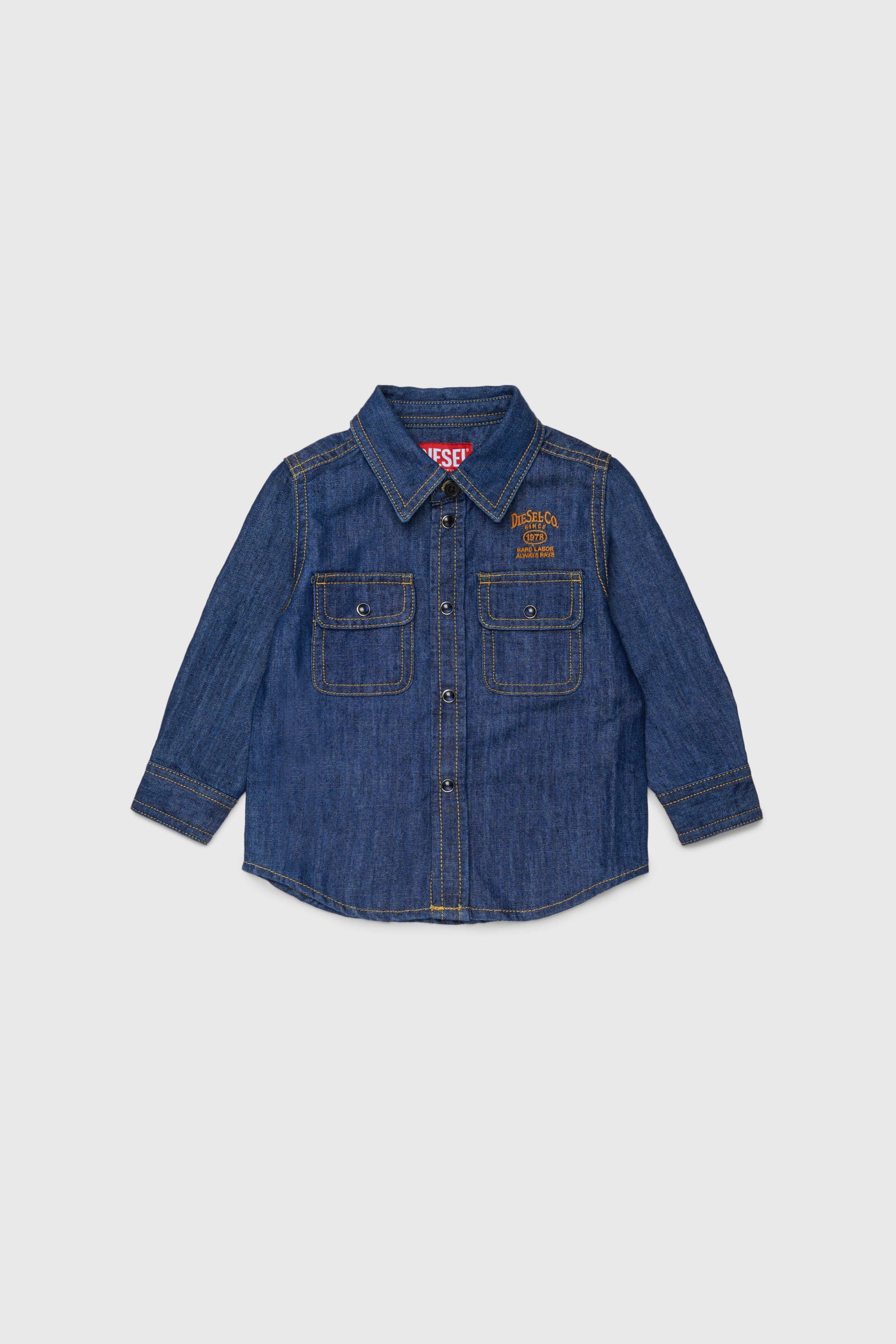 Diesel - CARTOB, Herren Jeanshemd mit Logo-Stickerei in Dunkelblau - 1