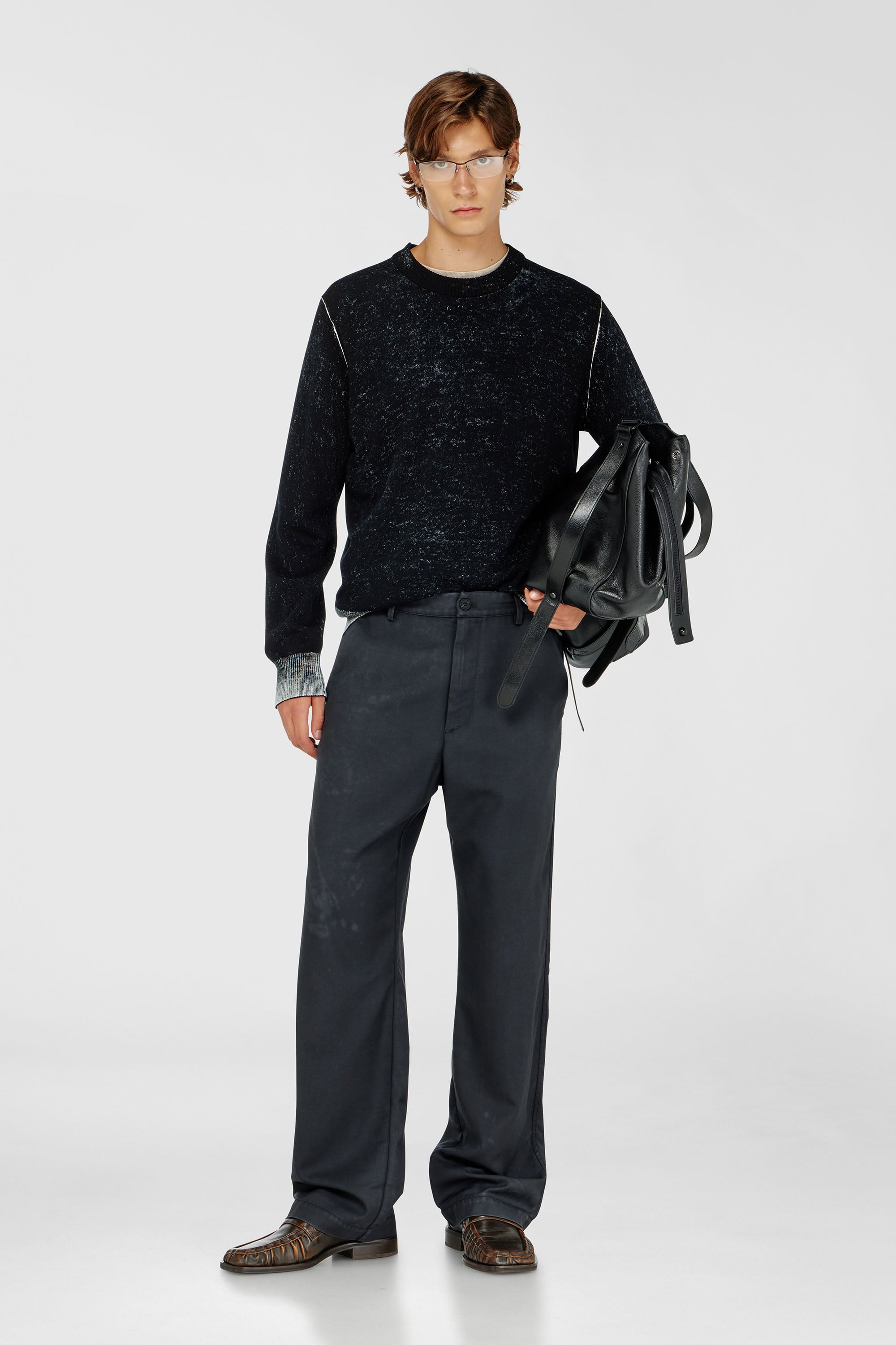 Diesel - K-LARENCE-B, Herren Pullover aus Baumwolle mit Innen-Print in Schwarz - 2