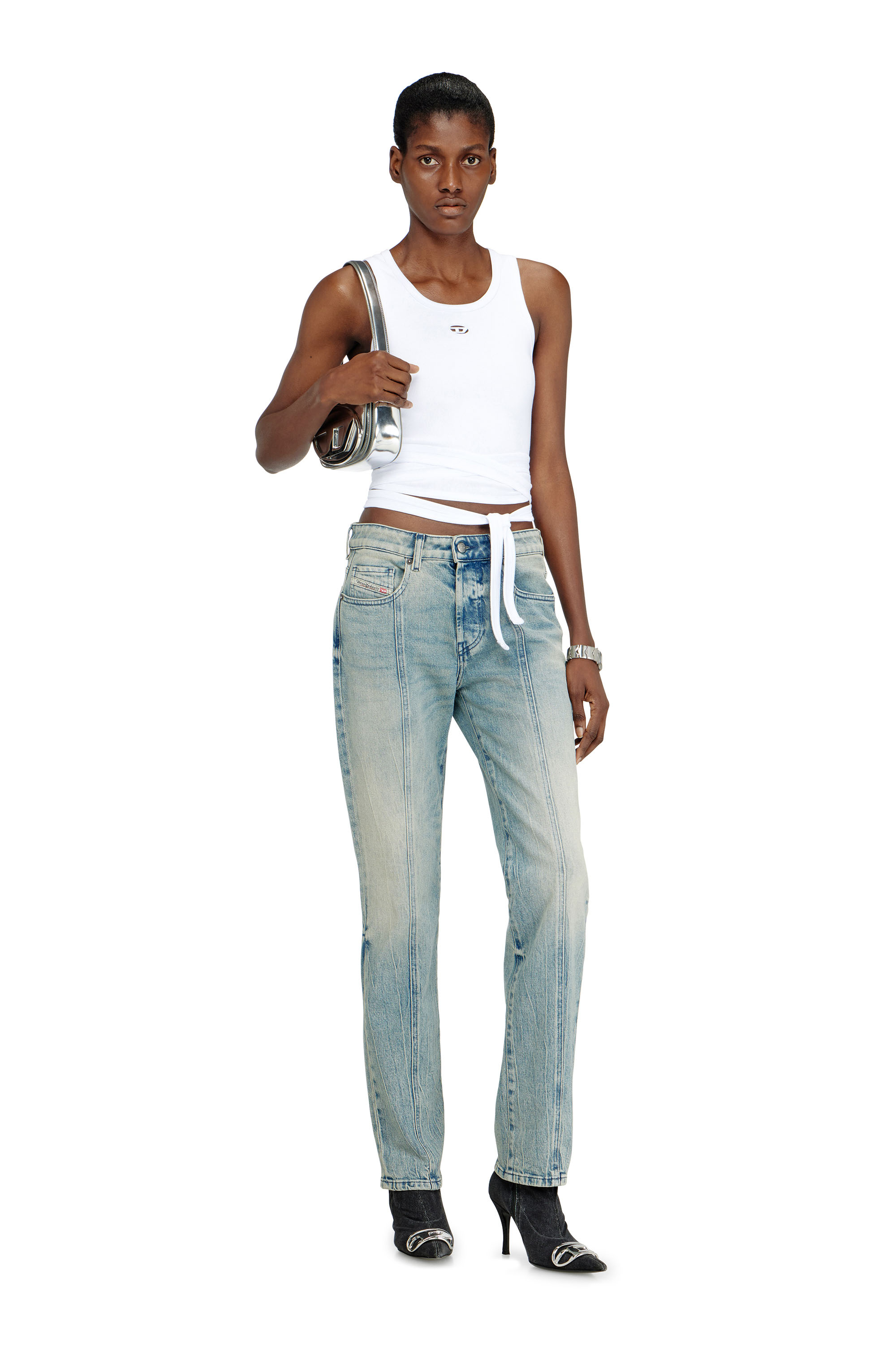 Diesel - 1DR, Damen 1DR-Ikonische Schultertasche aus Spiegel-Leder in Silber - 2