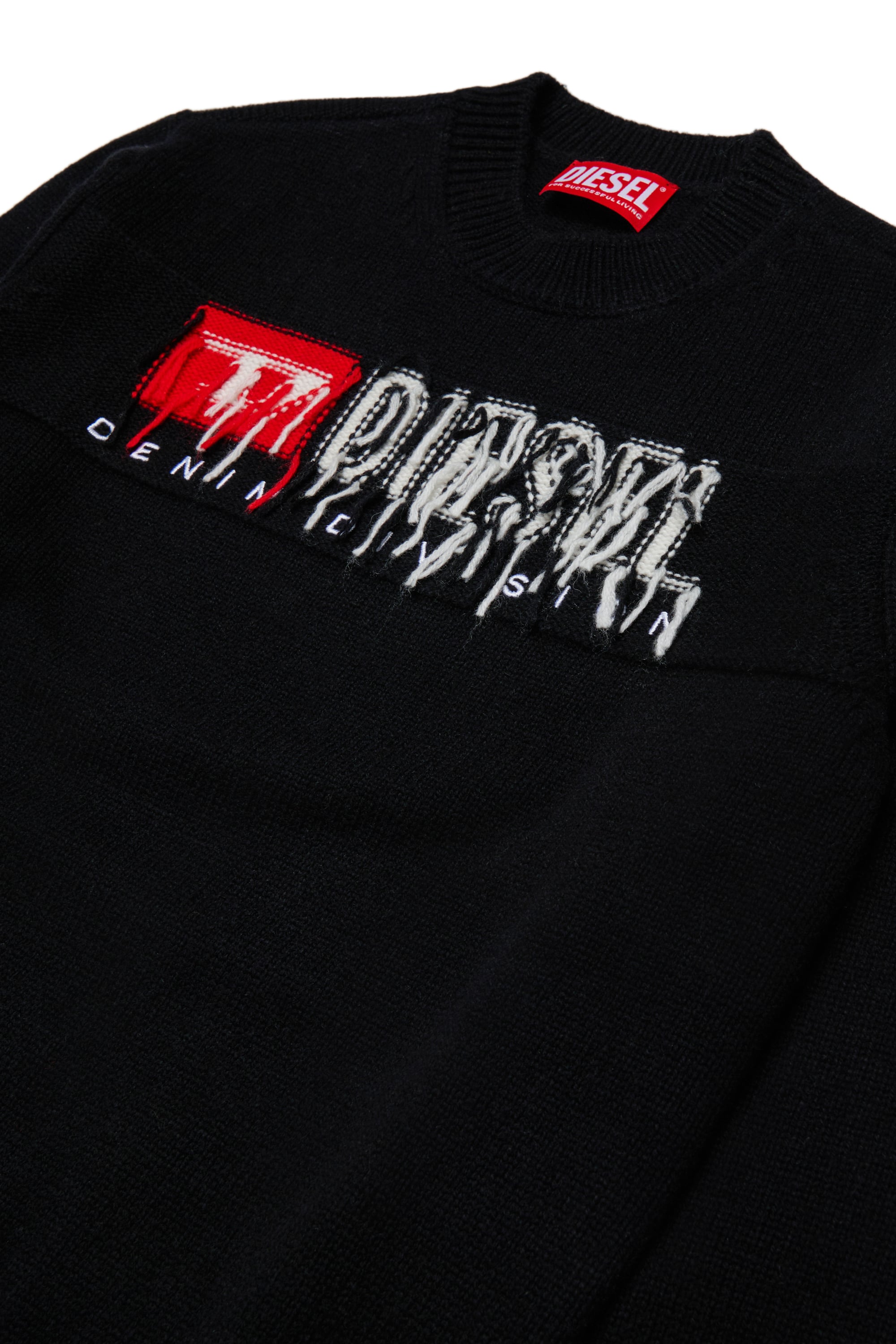 Diesel - KONZI OVER, Herren Pullover mit Kaschmir-Anteil und destroyed logo in Schwarz - 3
