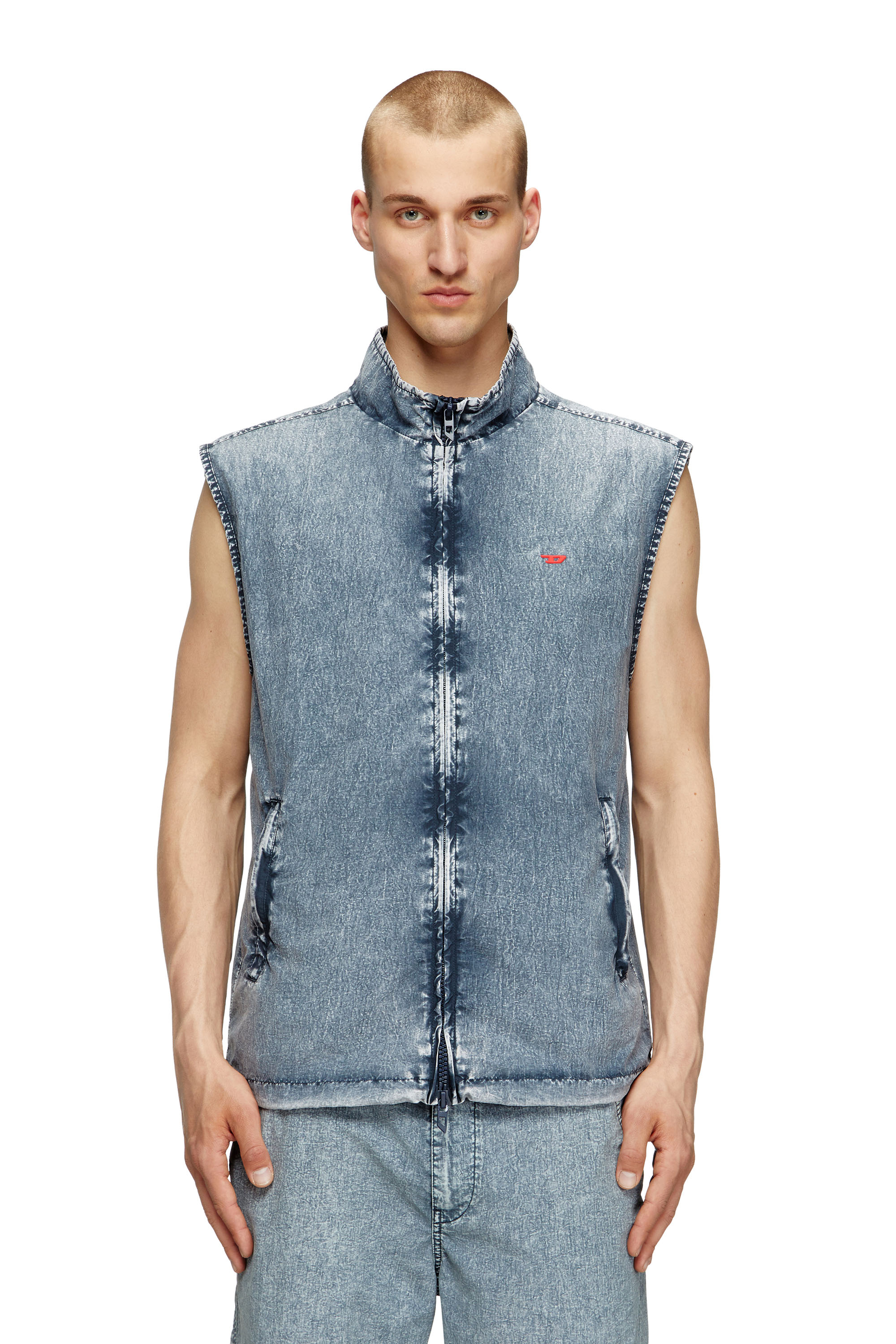 Diesel - J-ERB, Herren Weste aus recyceltem Nylon-Taslan in Mittelblau - 3