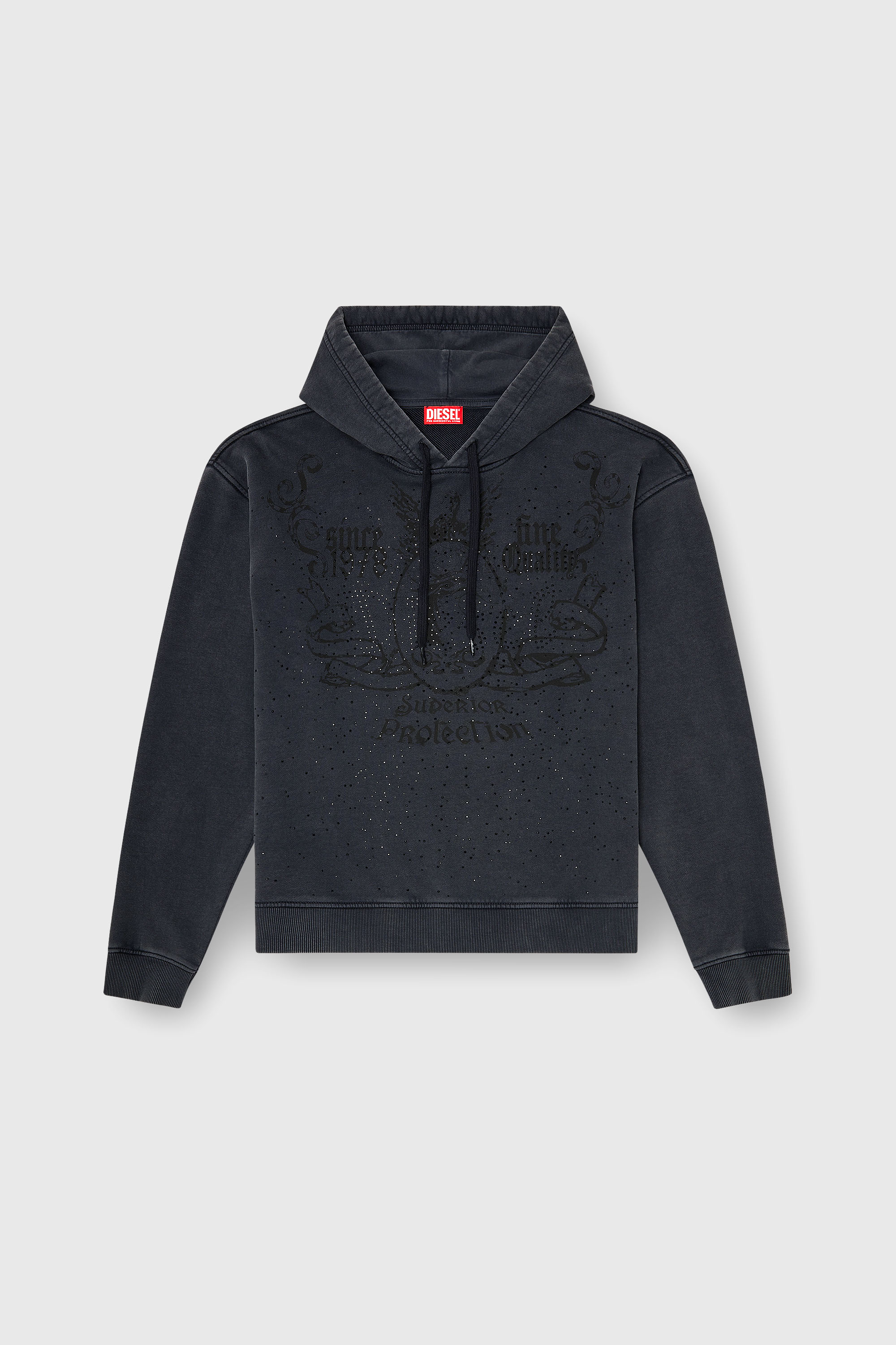 Diesel - S-NORM-HOOD-AA3, Herren Bedrucktes Hoodie mit Strasssteinen in Dunkelgrau - 2