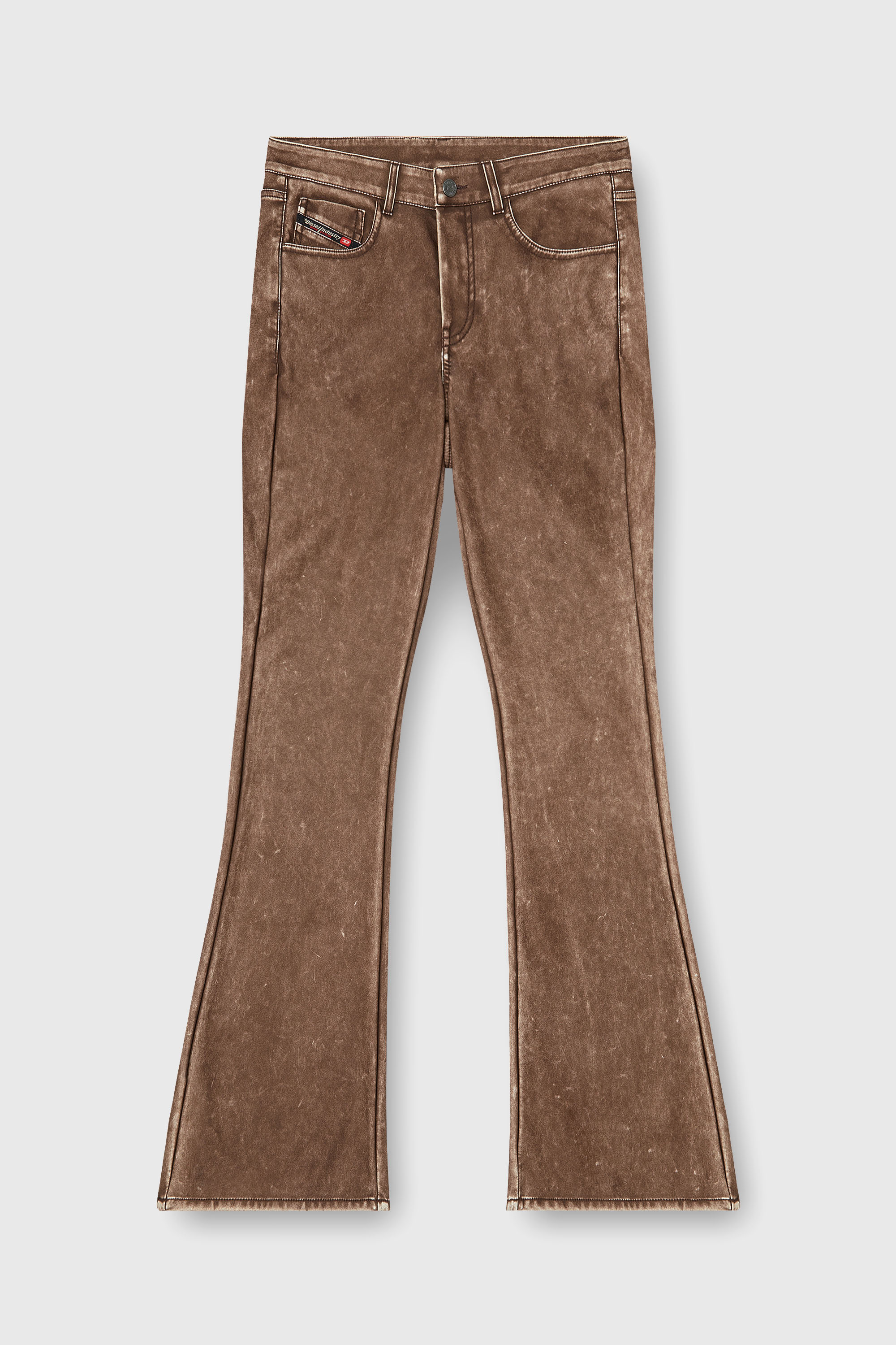 Diesel - P-STELLAR-S1, Damen Bootcut-Hose aus beschichtetem Material in Braun - 2